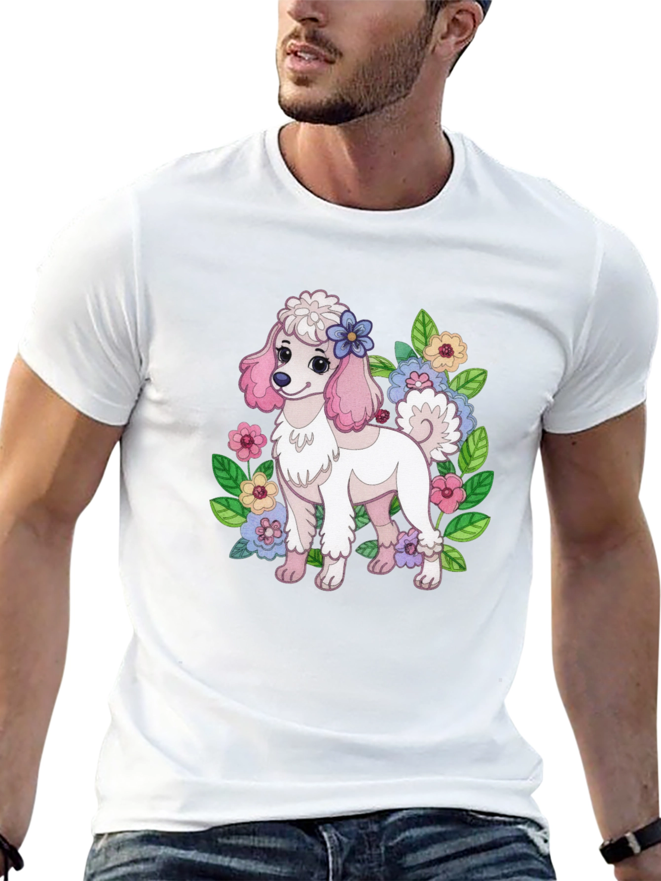 Cute Poodle Floral T-Shirt – Adorable Dog Lover Graphic Tee