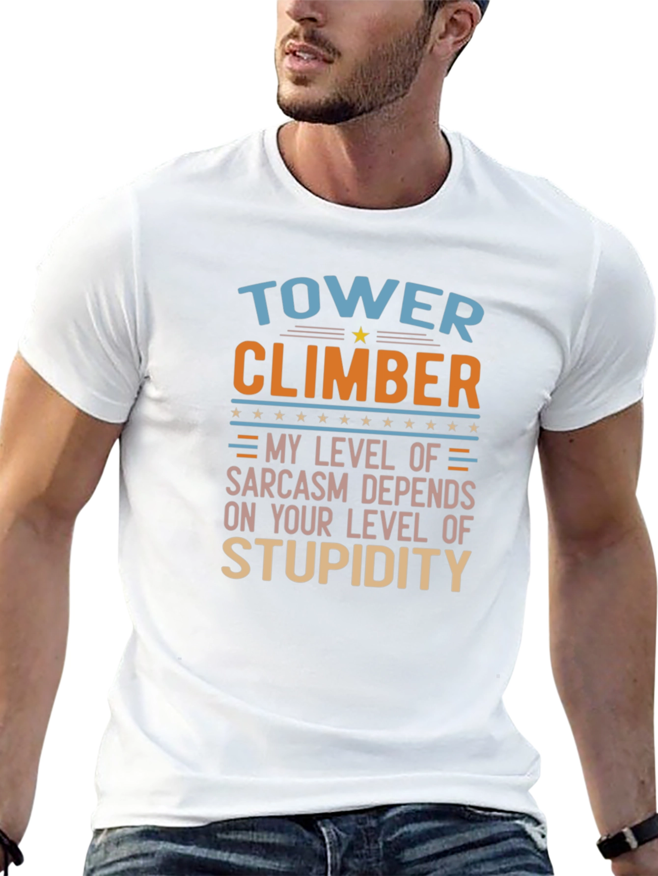 Tower Climber Sarcastic Humor Graphic T-Shirt