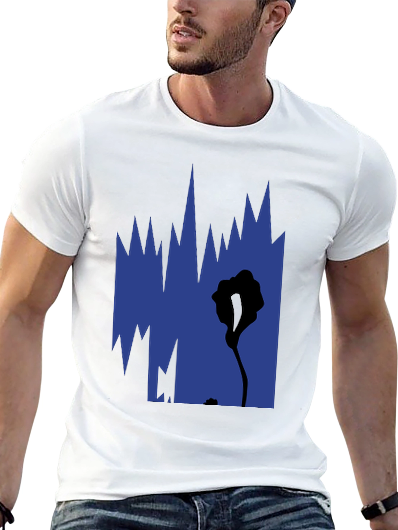 Abstract Graphic Print Black Tee