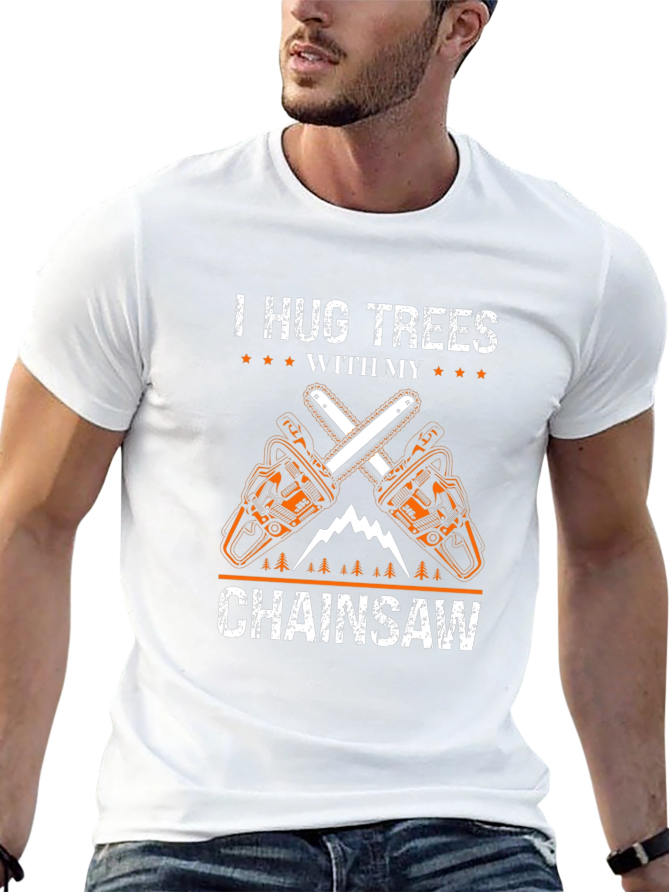 I Hug Trees With My Chainsaw Black T-Shirt