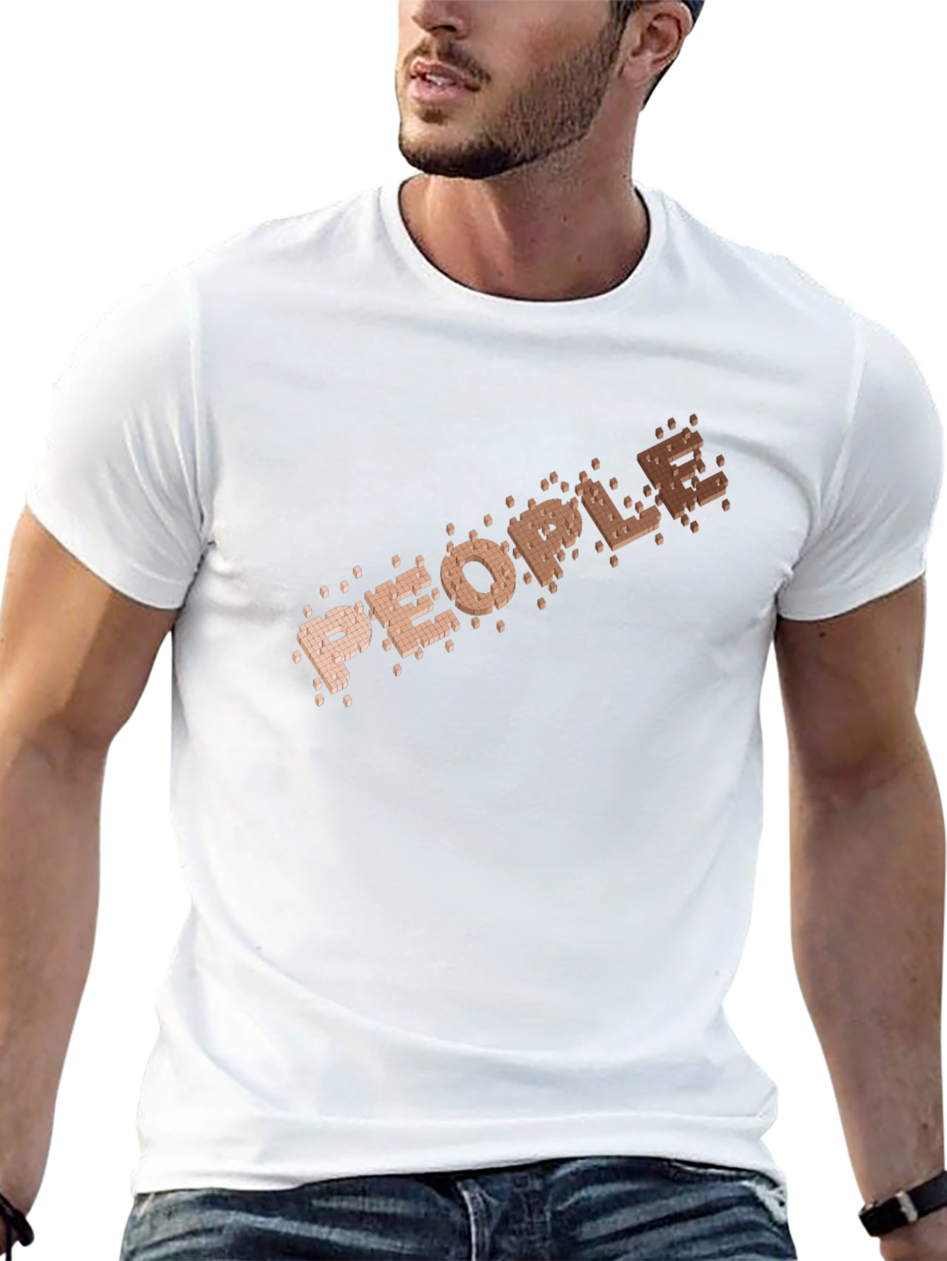 People Brick Pattern Black Tee