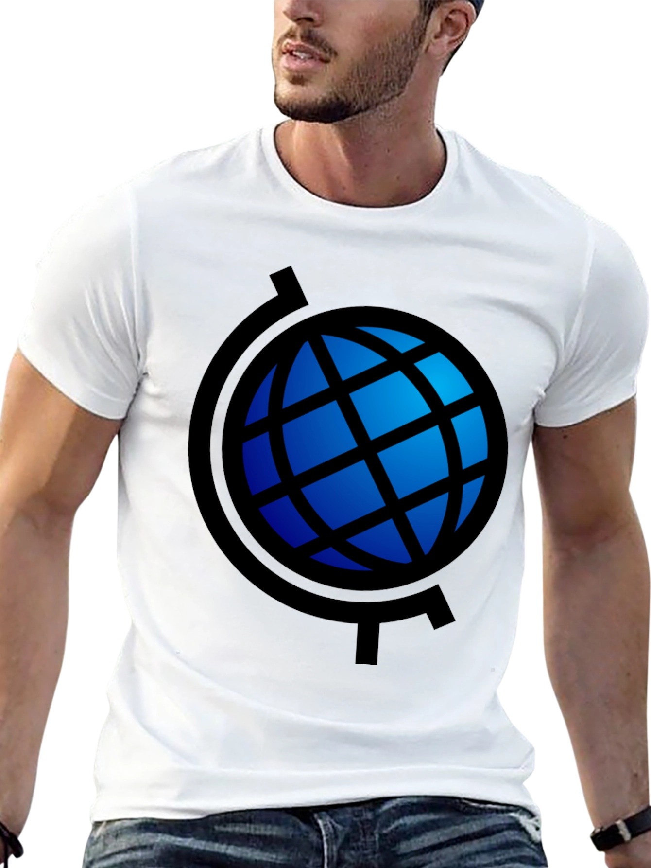 Globe Graphic Black T-Shirt - Stylish Travel Tee