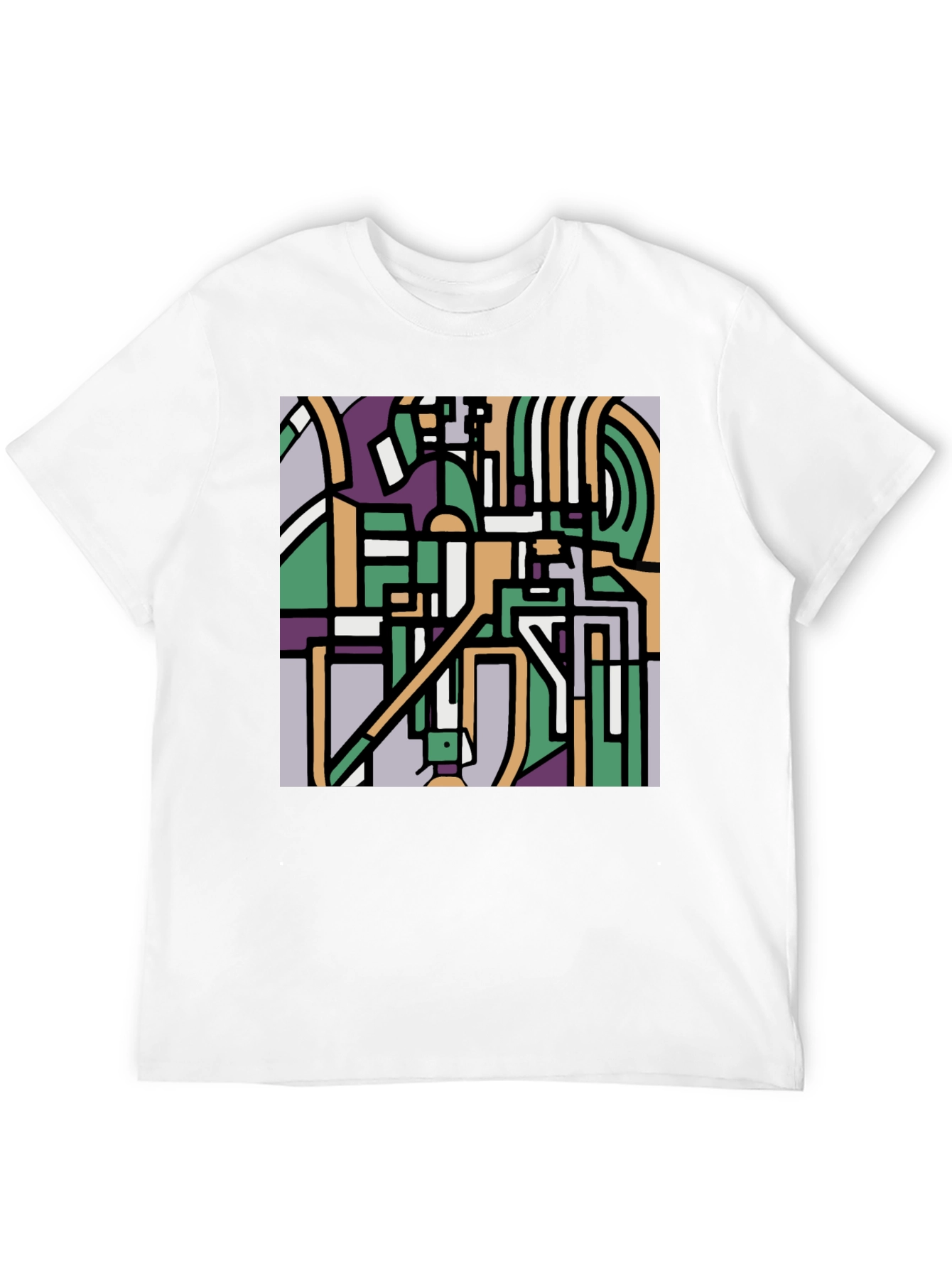 Abstract Art Tee - Geometric Print Black T-Shirt