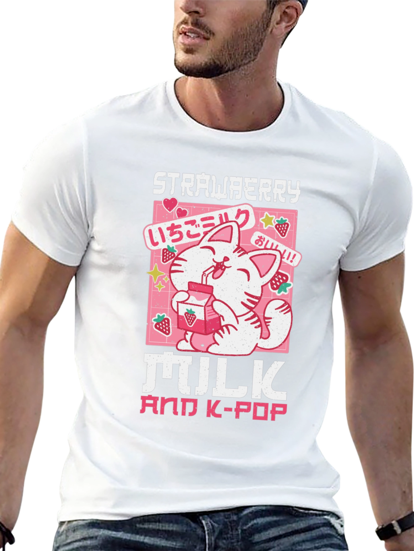 Strawberry Milk & K-Pop Black T-Shirt