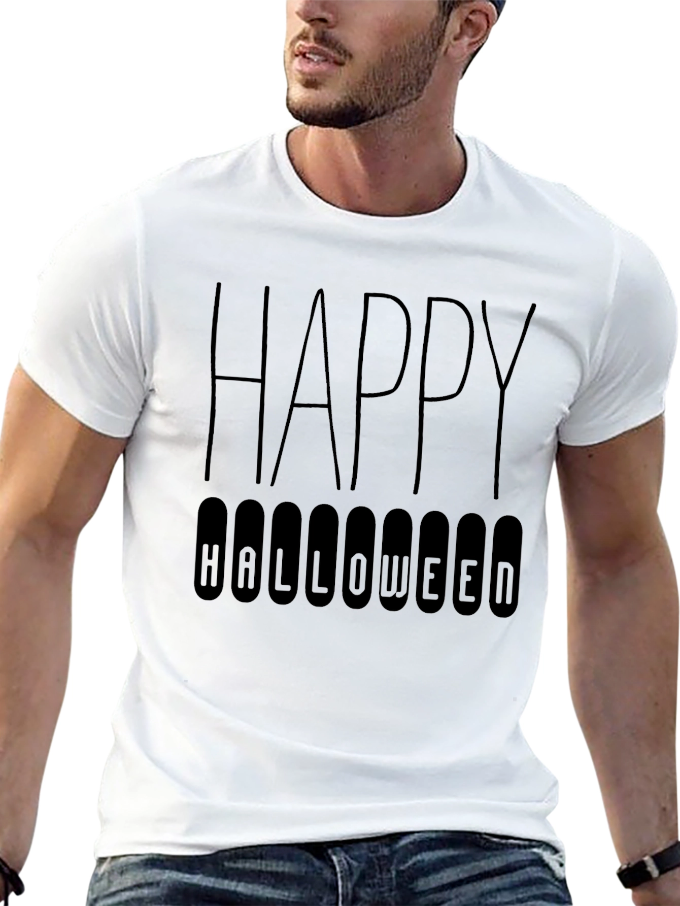 Happy Halloween Graphic Tee - Black Cotton Shirt