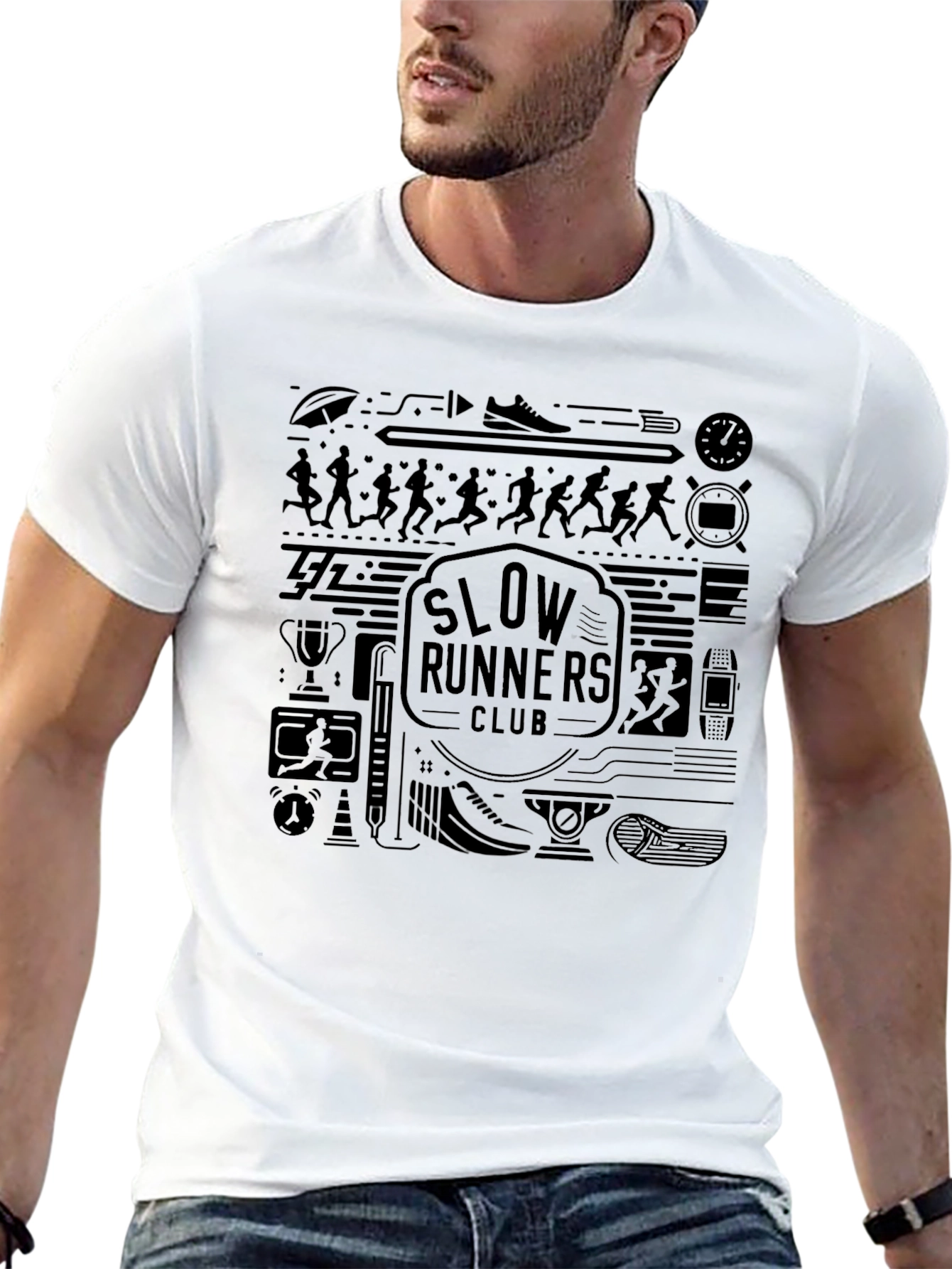 Slow Runners Club Graphic Tee - Black Cotton Blend