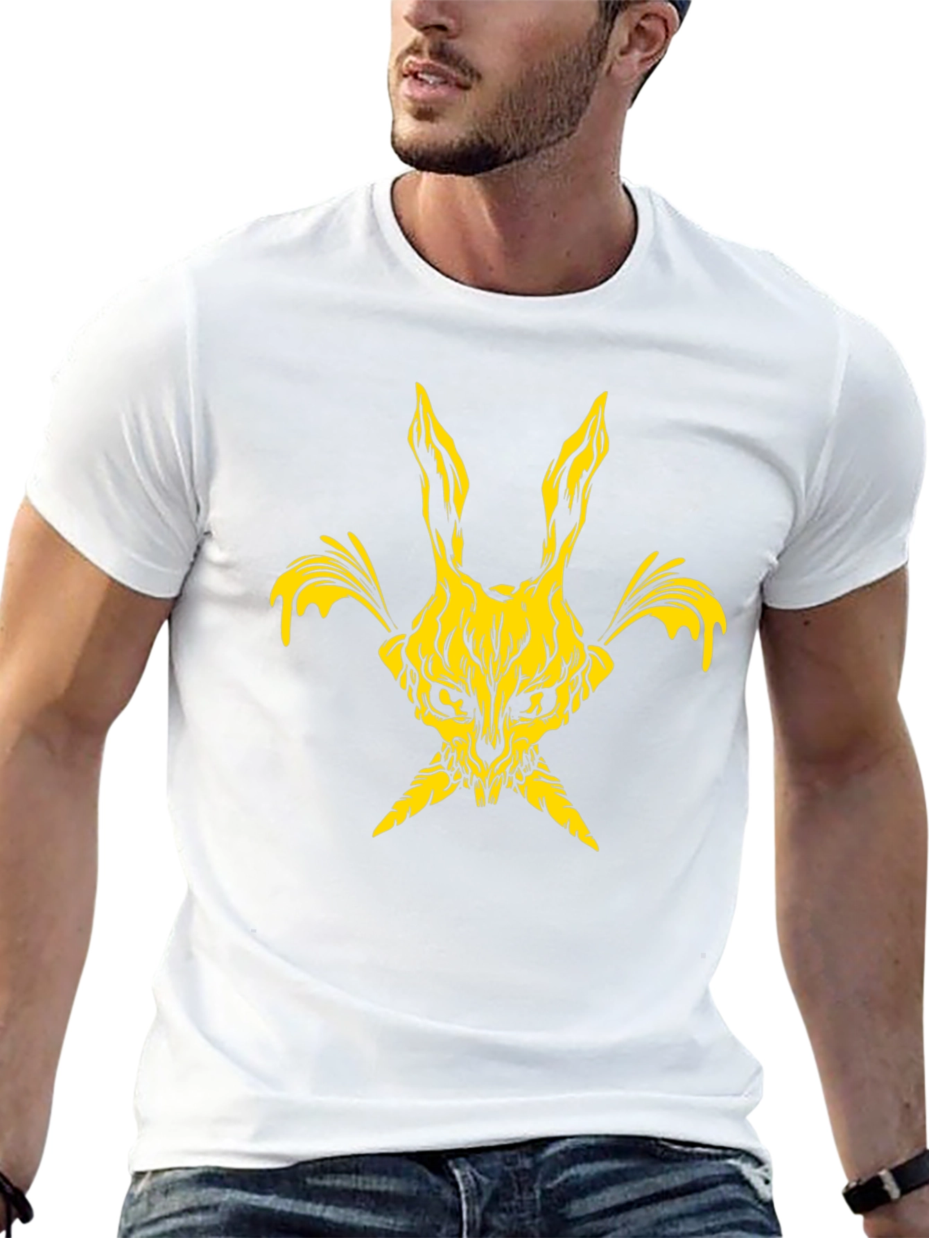 Skull Rabbit Graphic Tee - Black Cotton Blend