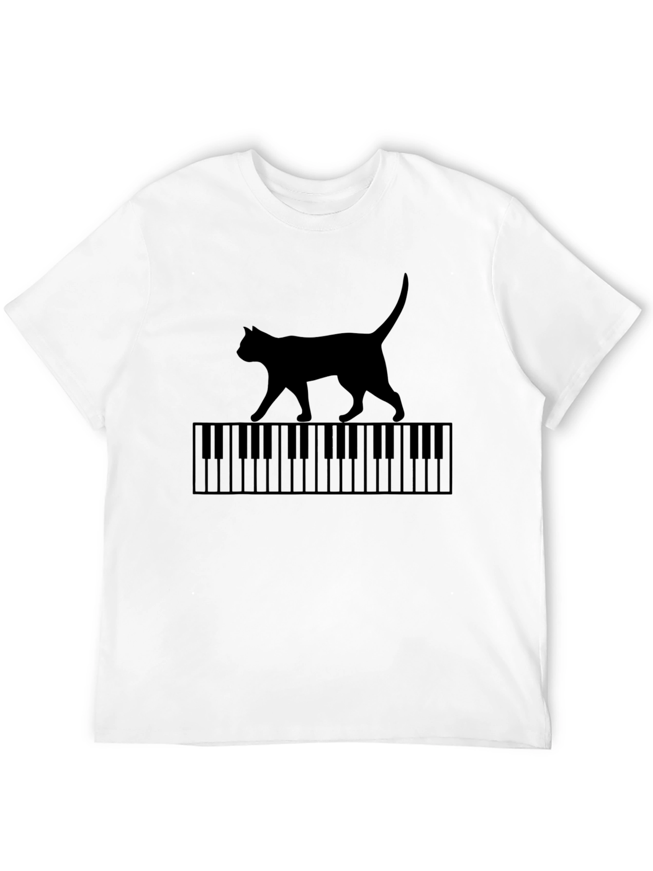 Cat Walking on Piano Keys Graphic T-Shirt