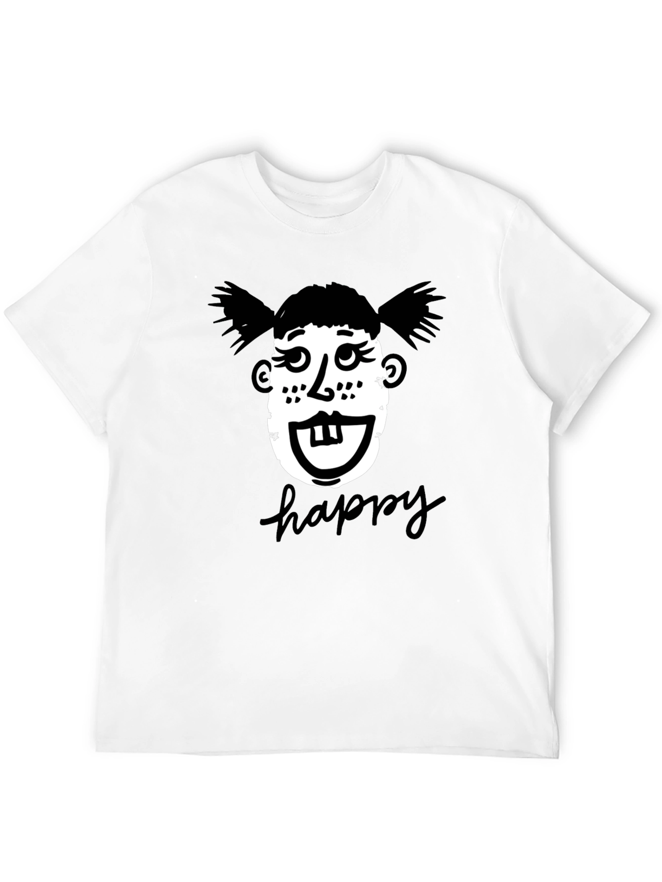 Funny Face Happy T-Shirt - Unisex Black Tee