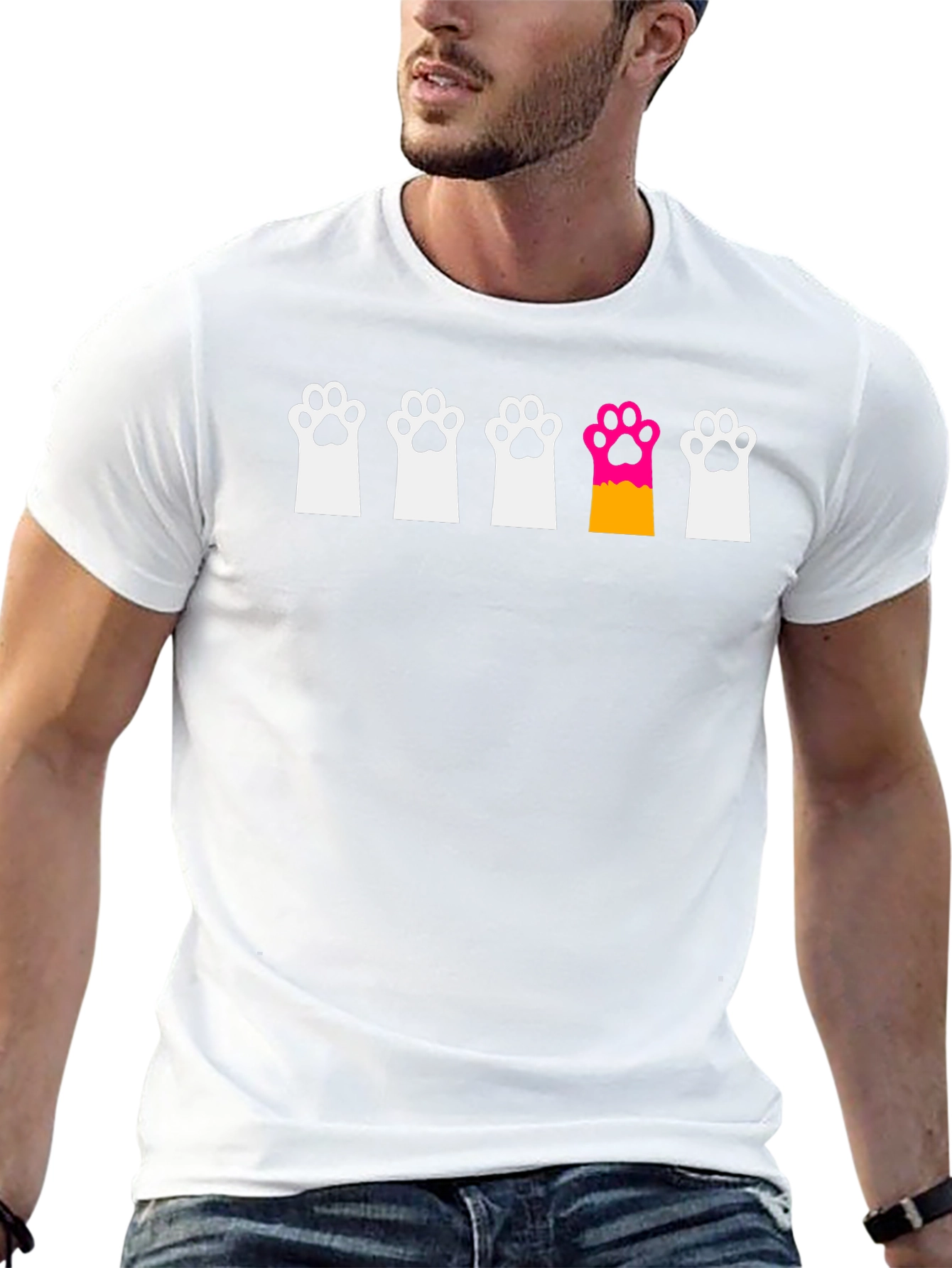 Unique Paw Print Graphic Tee - Black Unisex T-Shirt