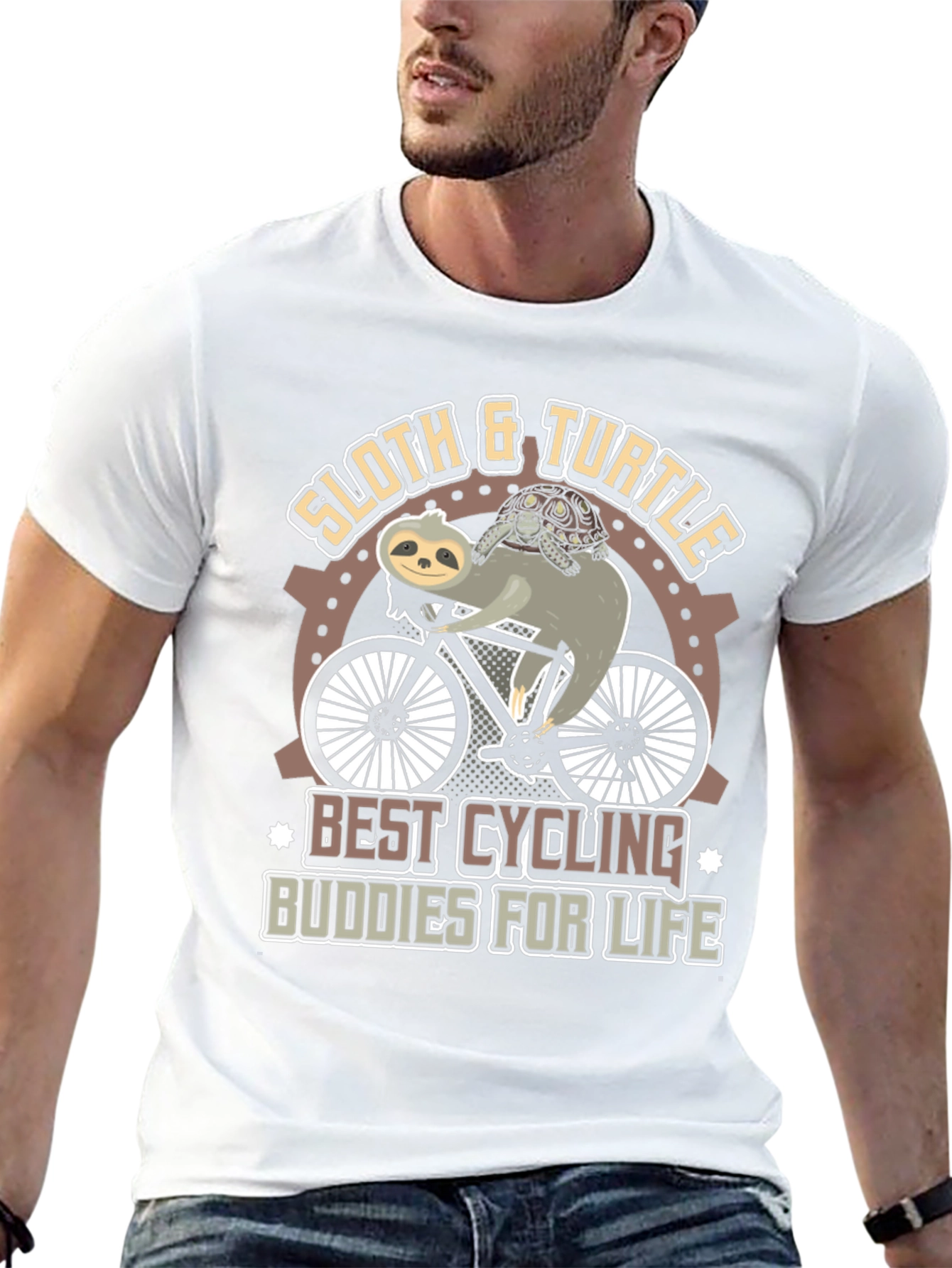 Sloth & Turtle Cycling Buddies T-Shirt