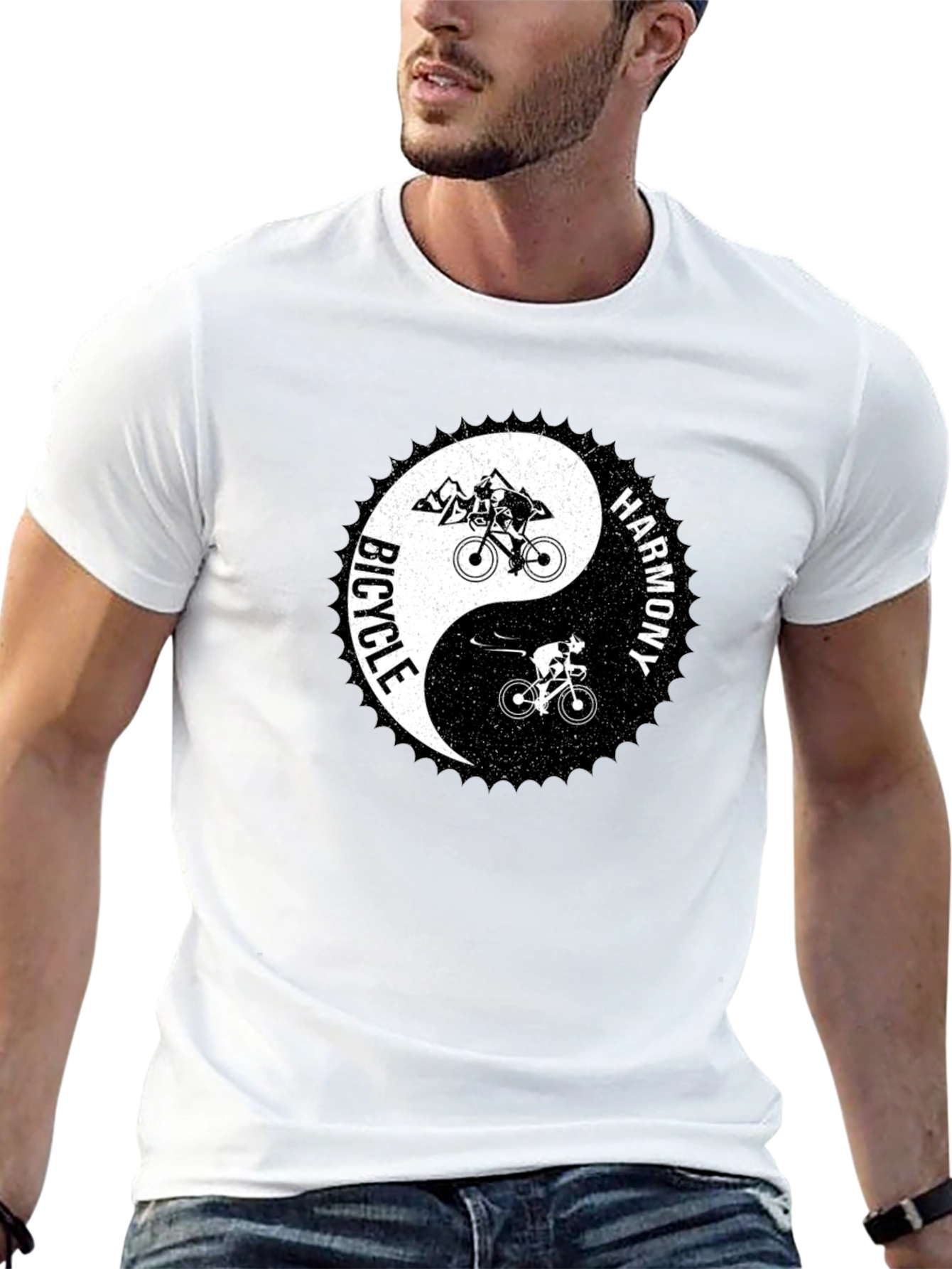 Bicycle Harmony Yin Yang Graphic Tee - Black