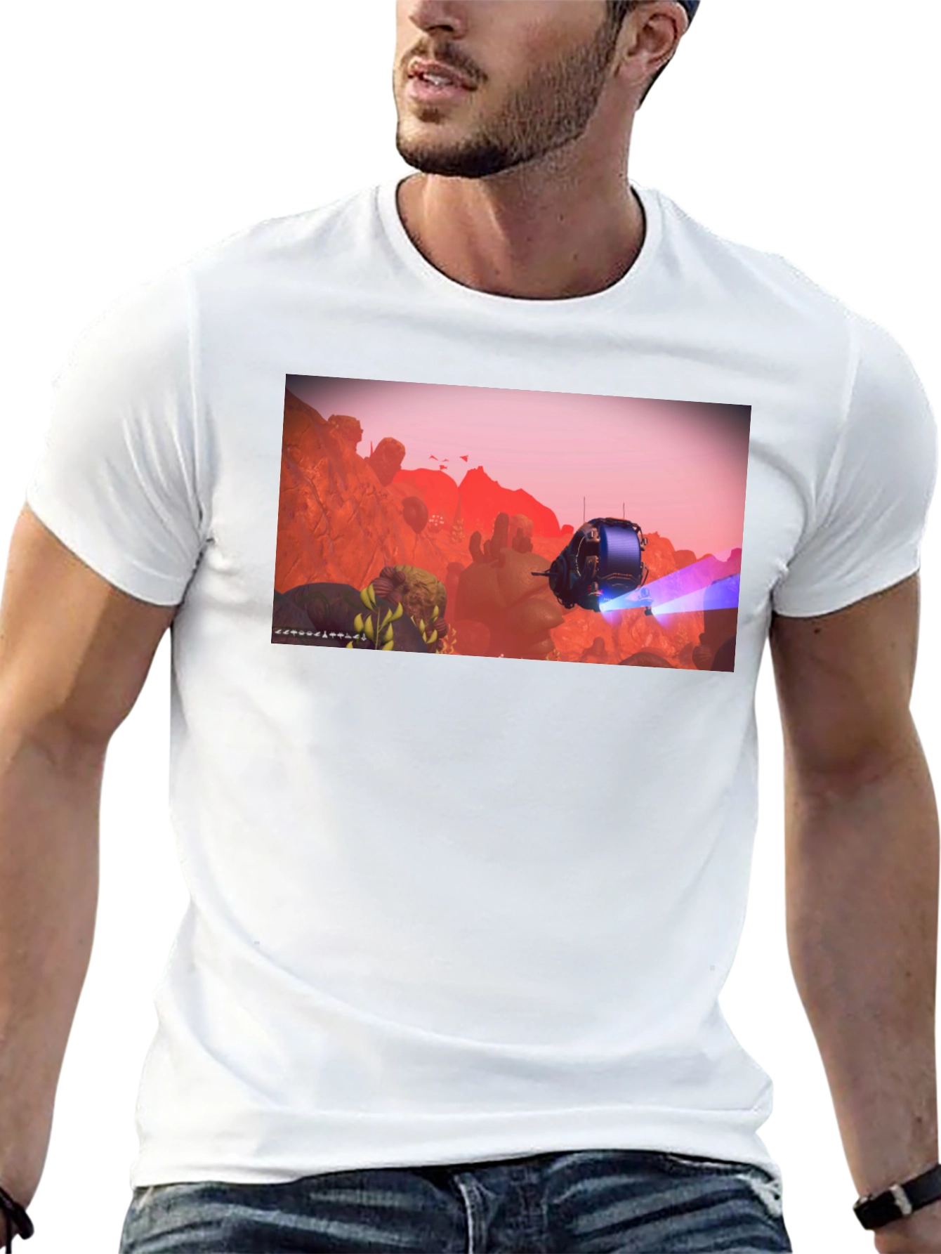 Sci-Fi Scene Graphic Tee - Black Casual Shirt