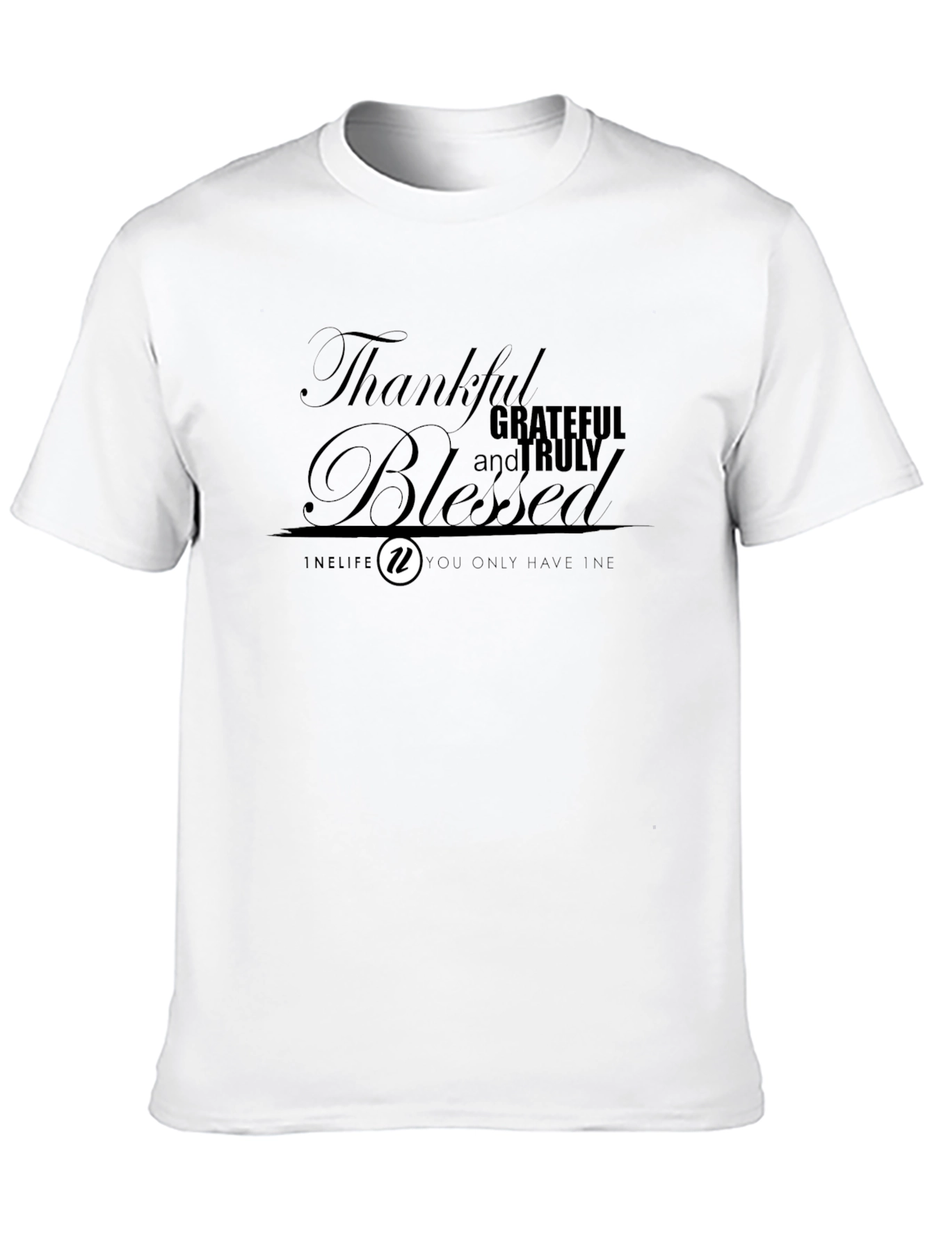 Thankful Blessed T-Shirt | Mens Black Crew Neck