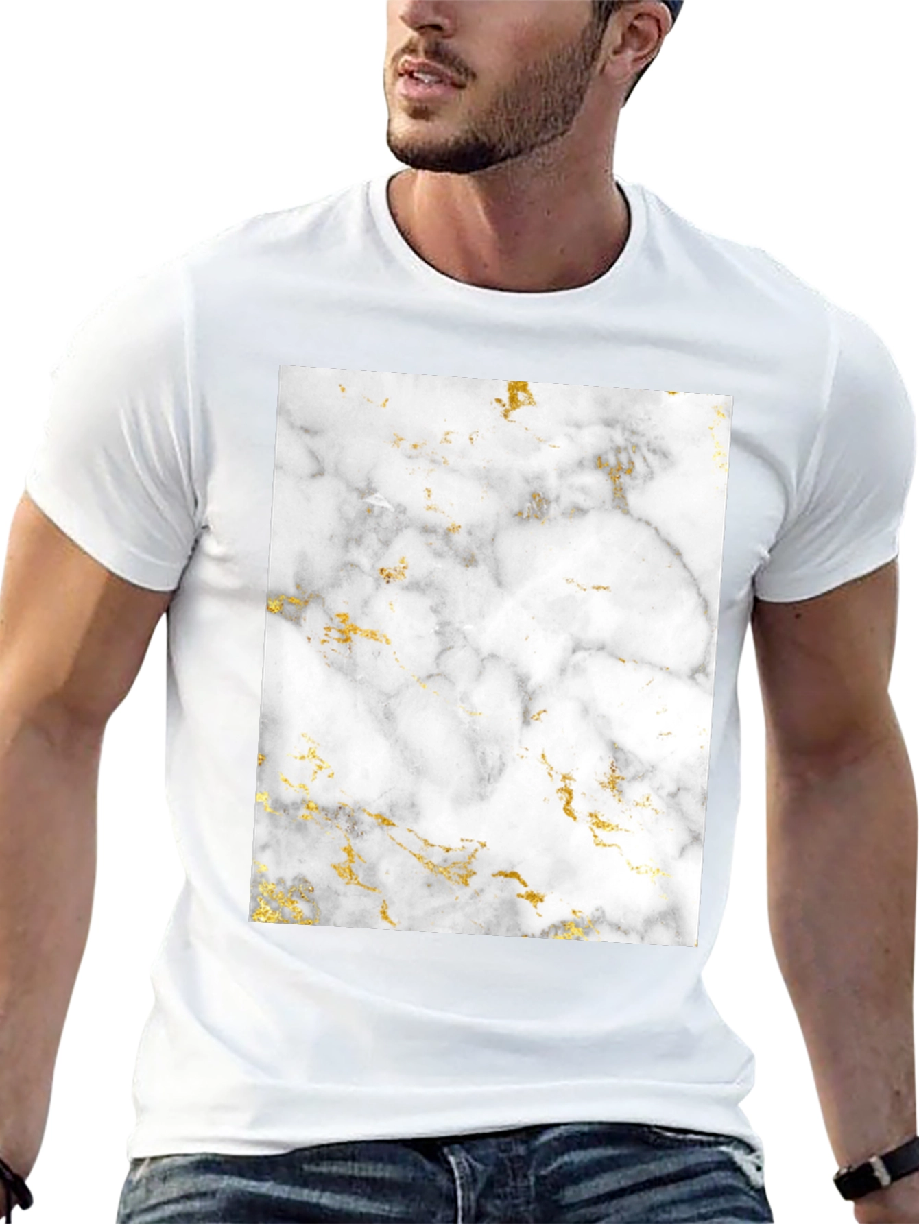 Marble Print Black T-Shirt