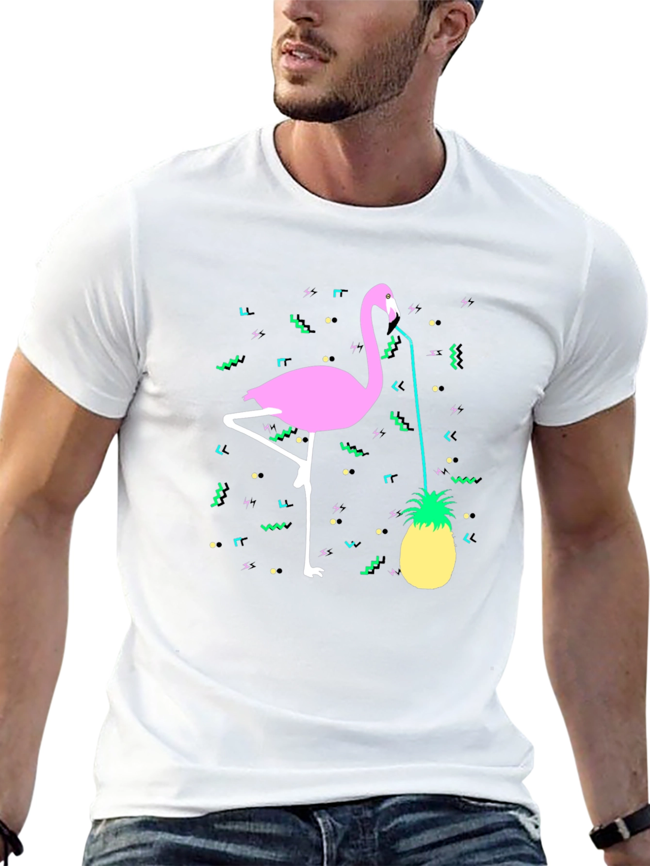 Tropical Flamingo Pineapple Graphic Tee