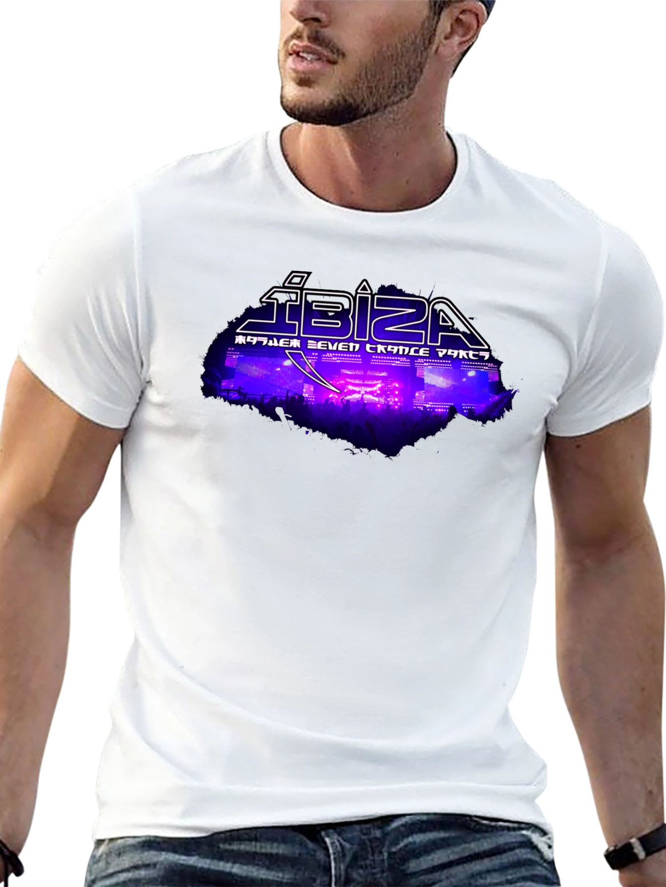 Ibiza Seven Trance Party Black Graphic Tee