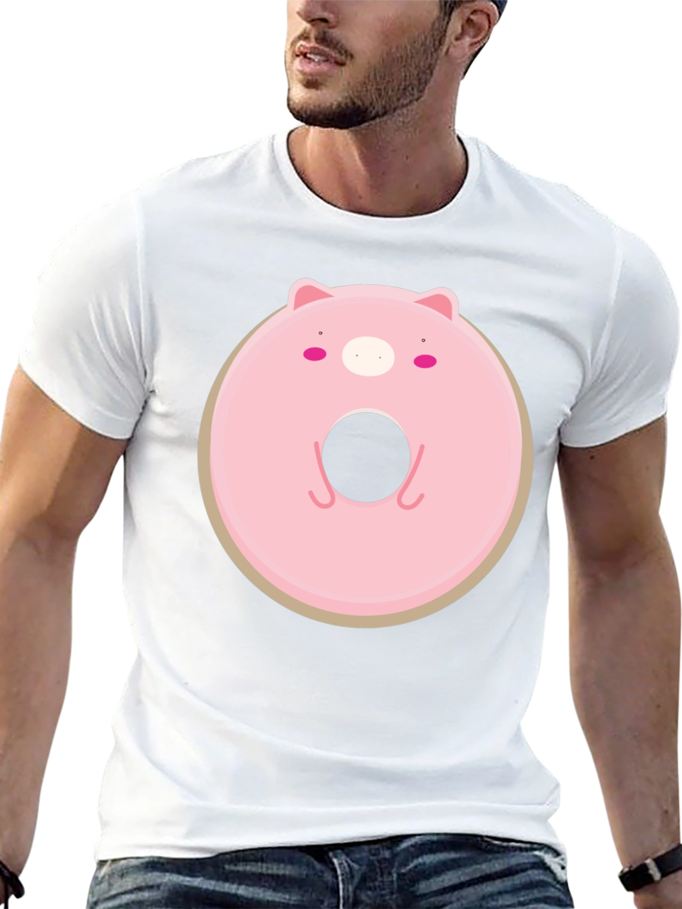 Cute Pig Donut Graphic T-Shirt - Casual Comfort