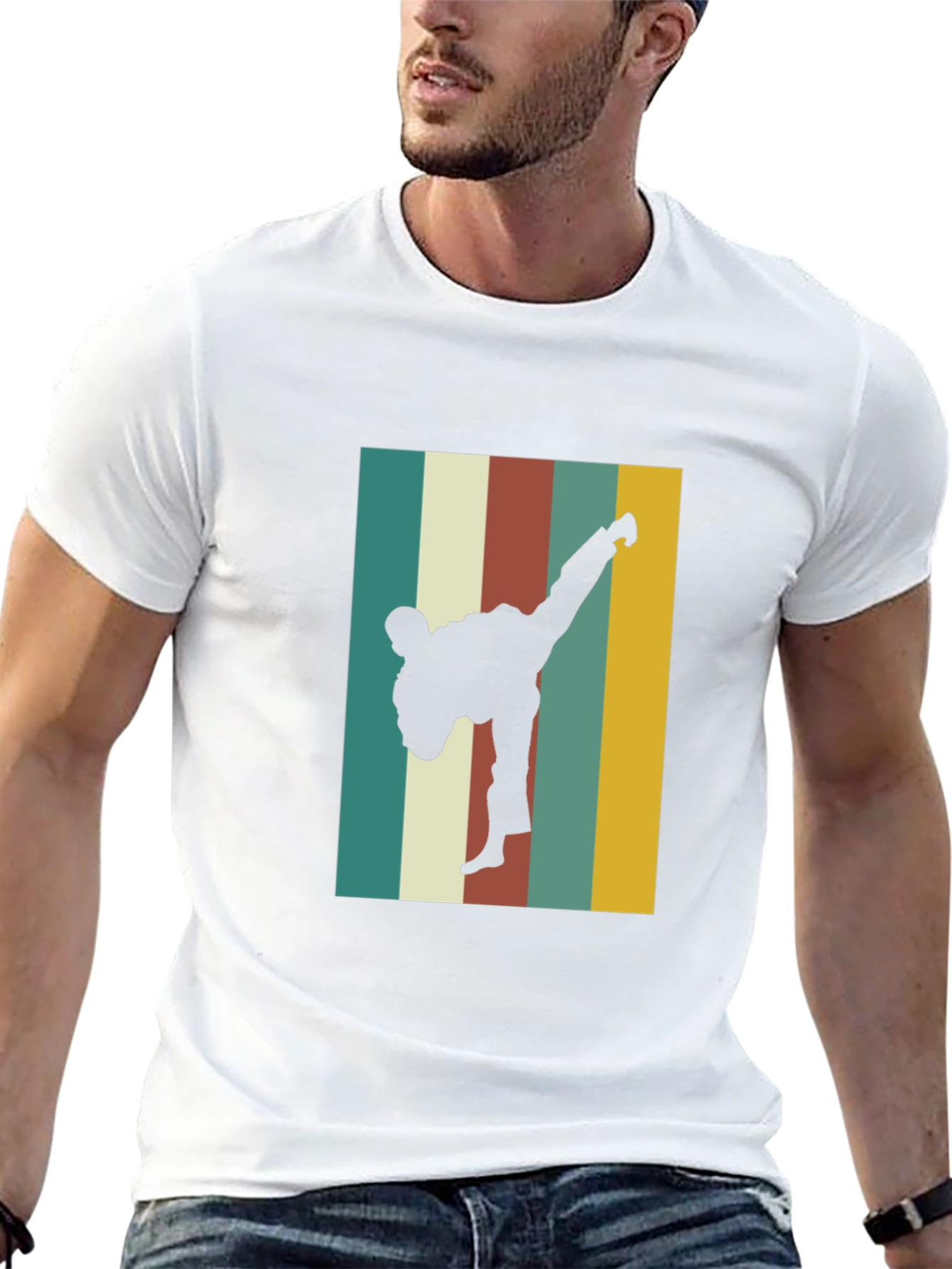 Retro Karate Kick T-Shirt - Black