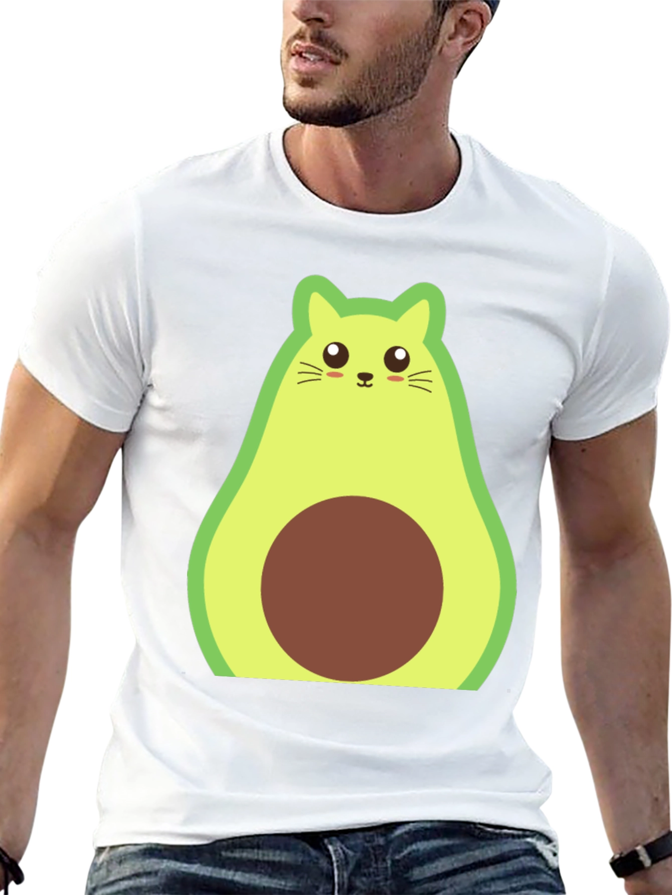 Avocado Cat Graphic Tee - Mens Black T-Shirt