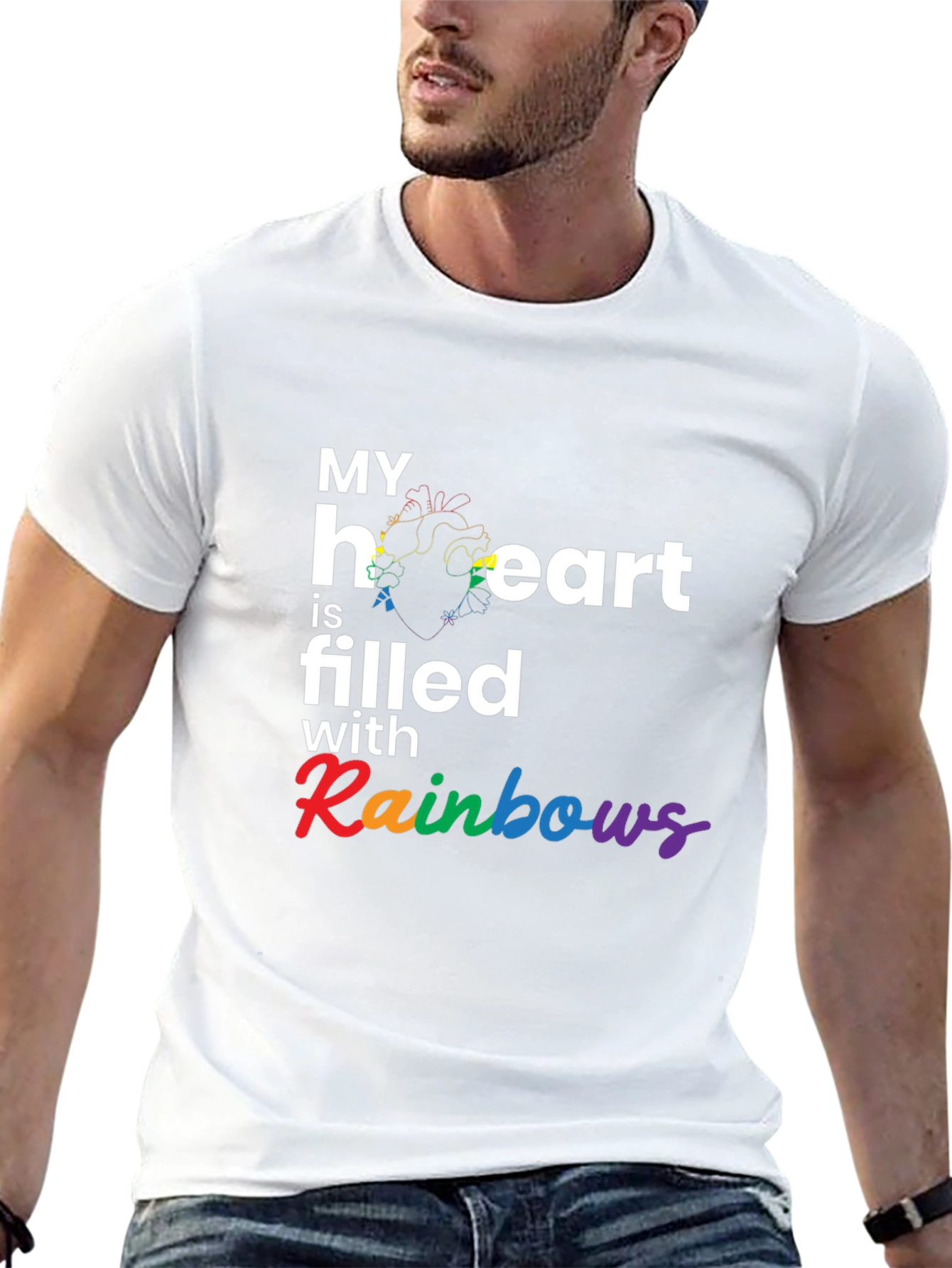 Rainbow Heart Filled T-Shirt