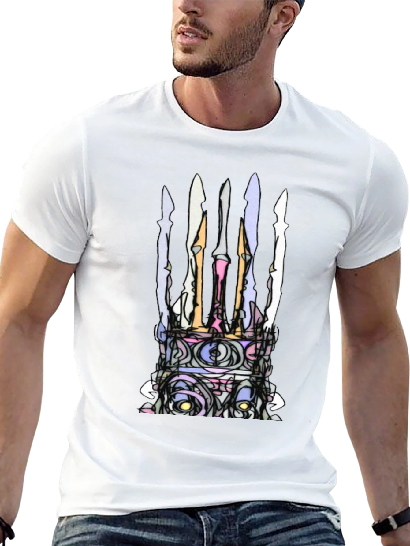 Abstract Crown Graphic Black T-Shirt