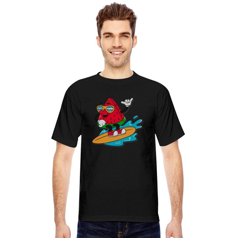Cute Retro Surfing Watermelon Cartoon Character