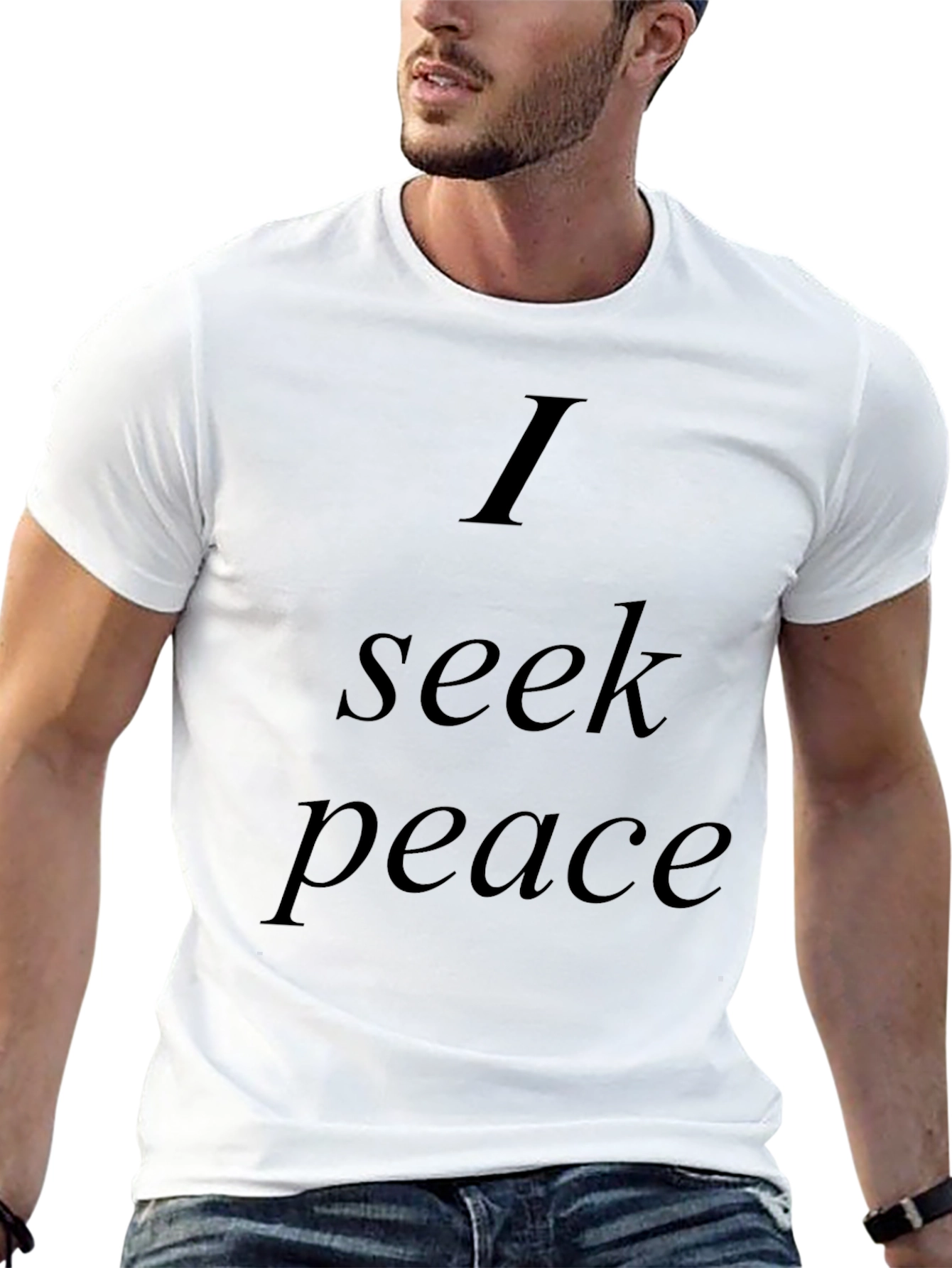 I Seek Peace T-Shirt - Mens Black Graphic Tee
