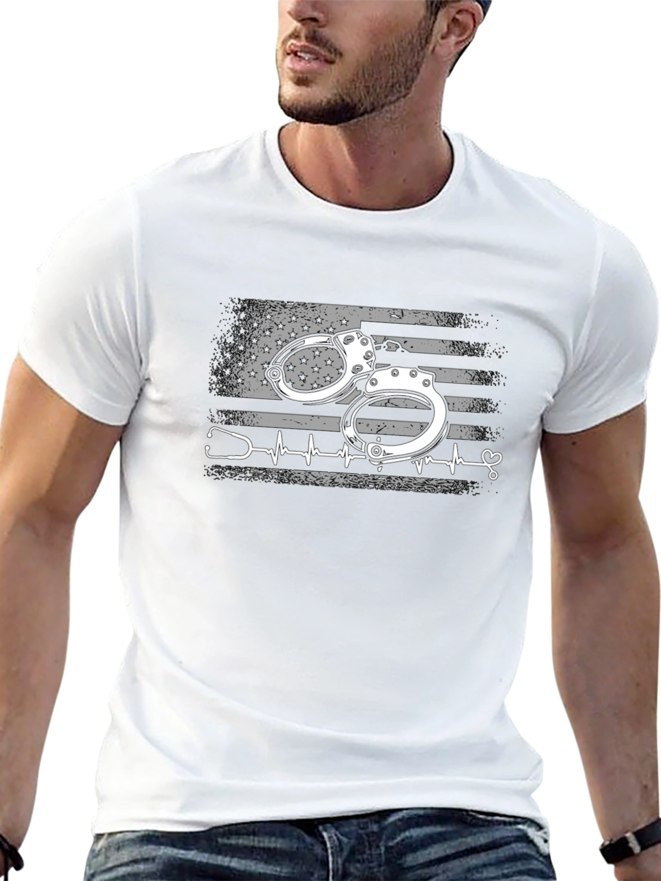 Nurse American Flag Handcuff T-Shirt