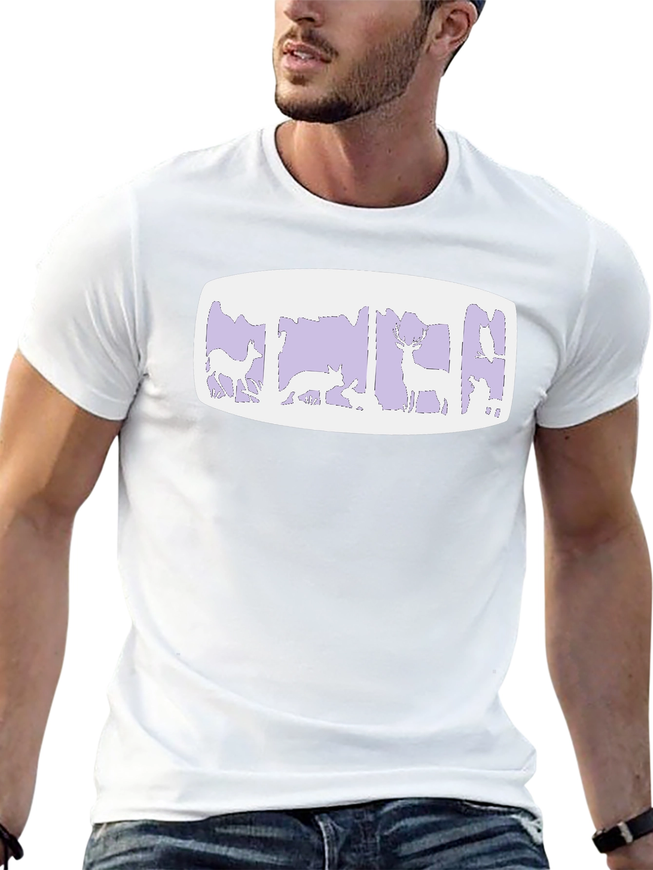 Nature Scene Graphic Tee - Black Cotton Blend Shirt