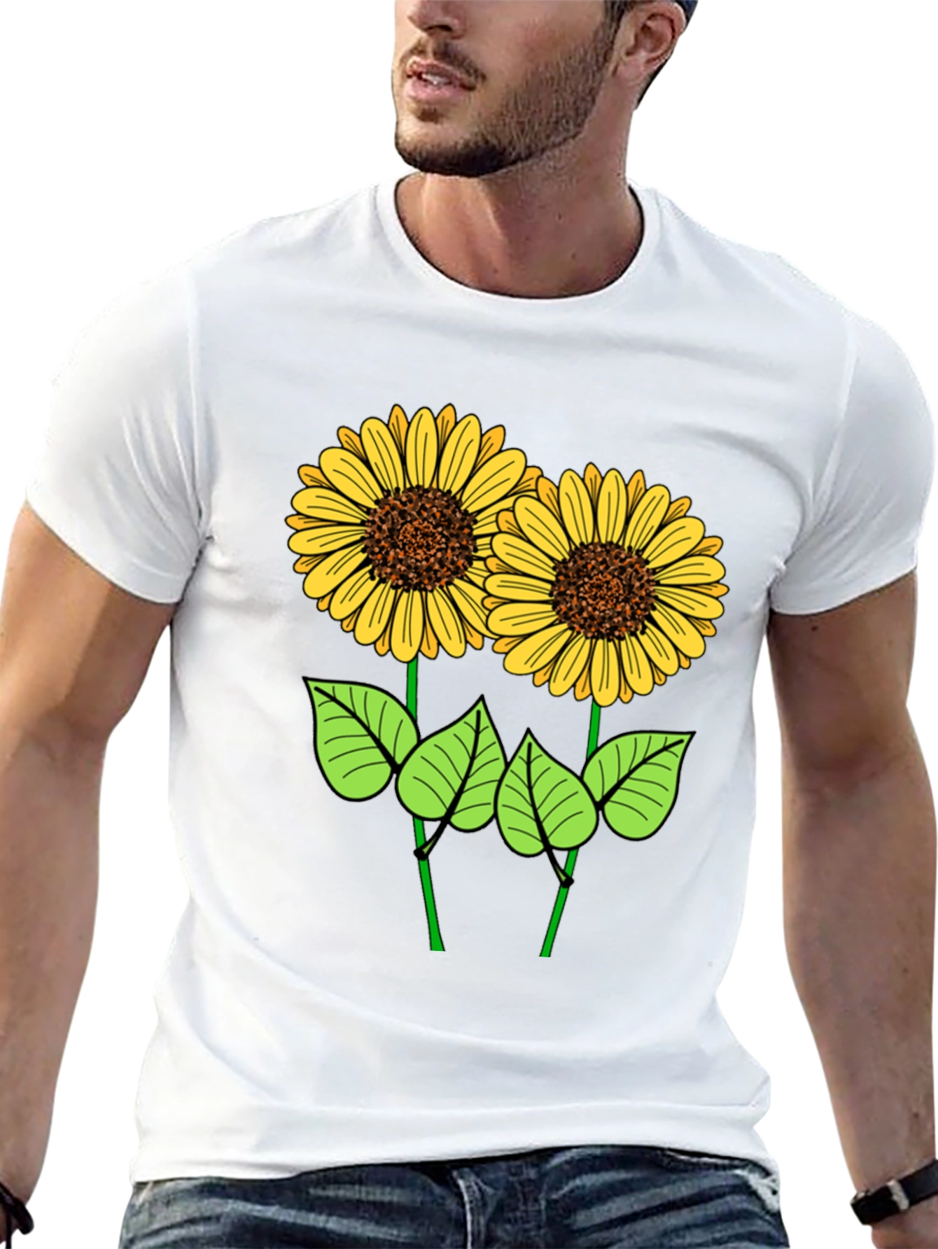 Sunflower Graphic Tee - Black Cotton T-Shirt