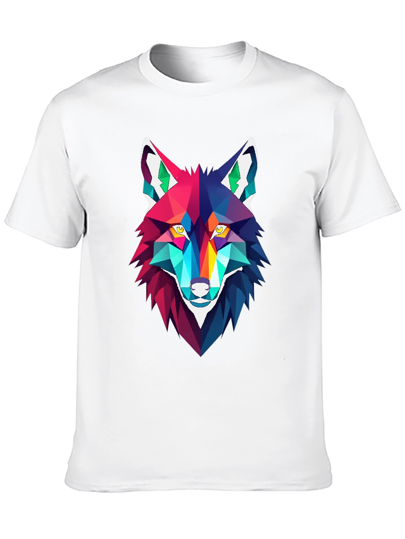Geometric Wolf Graphic Tee - Stylish Mens Black T-Shirt