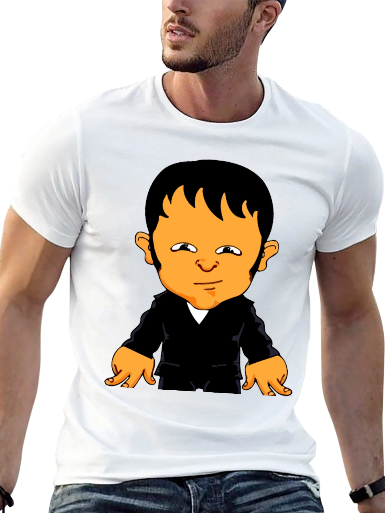 Cartoon Character Graphic Tee - Black