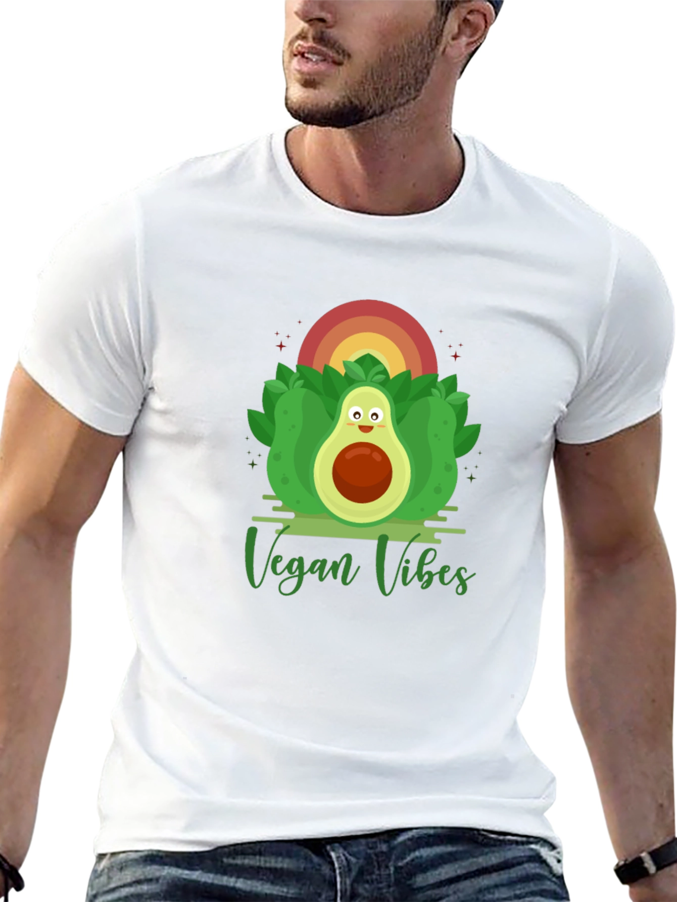 Vegan Vibes Graphic Tee - Avocado Design