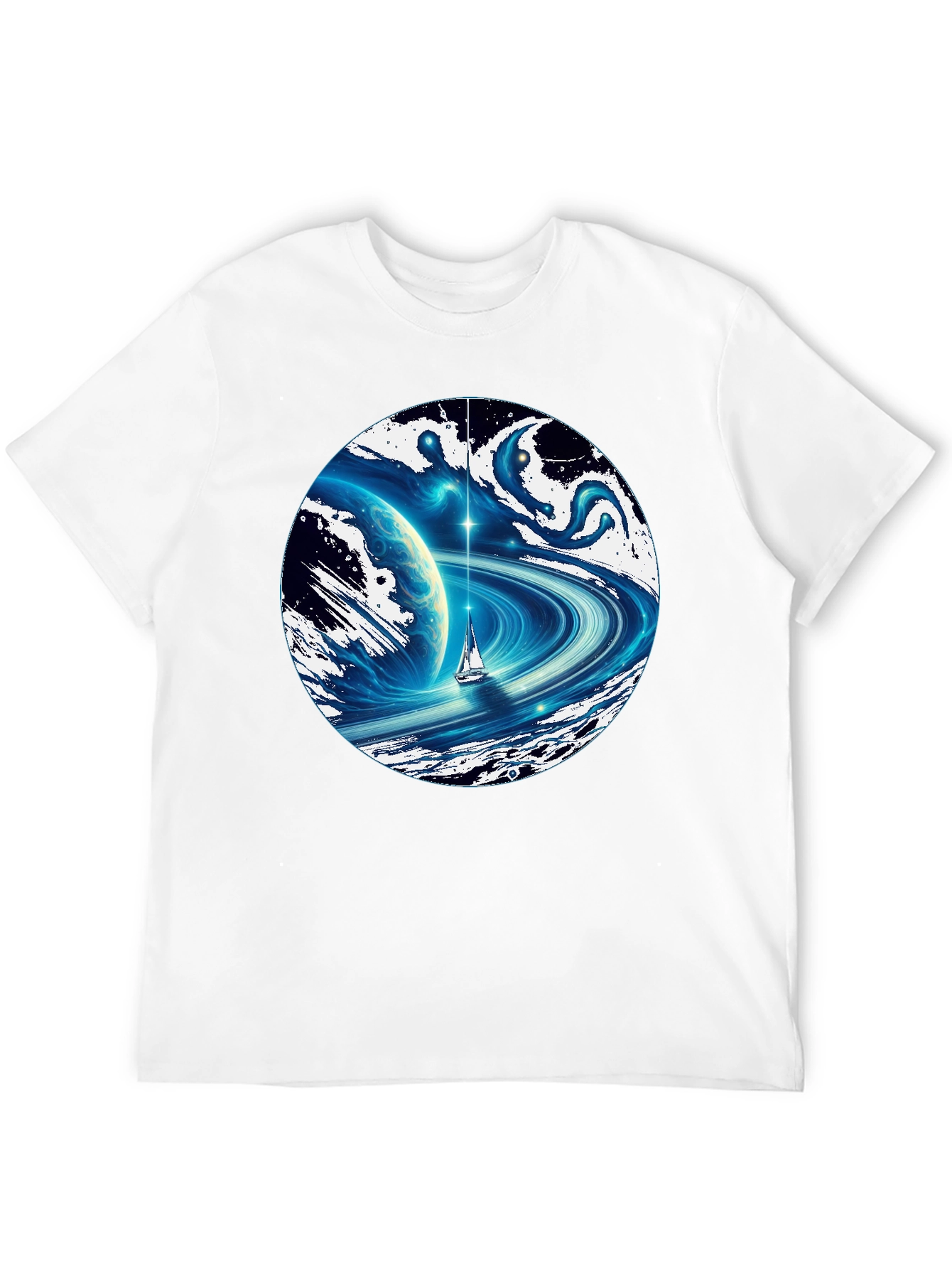 Cosmic Sailboat Graphic T-Shirt