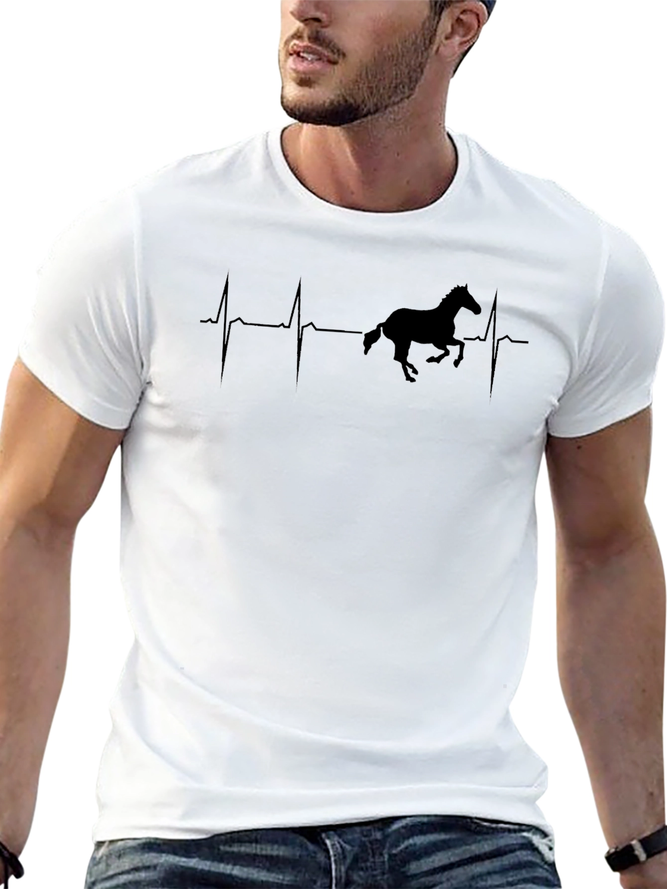Horse Heartbeat Graphic T-Shirt - Unisex Crew Neck