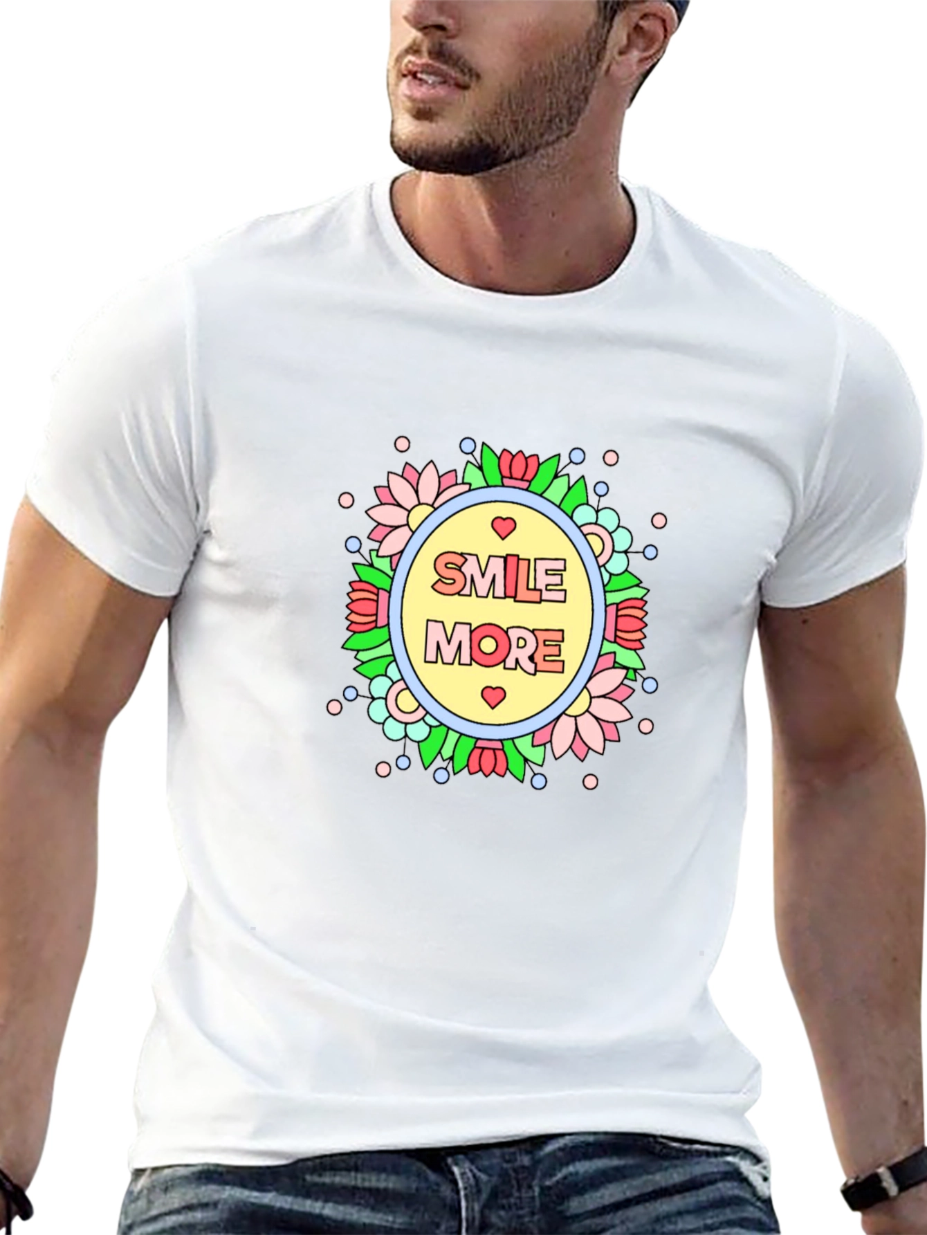 Smile More Graphic Tee - Black Cotton T-Shirt