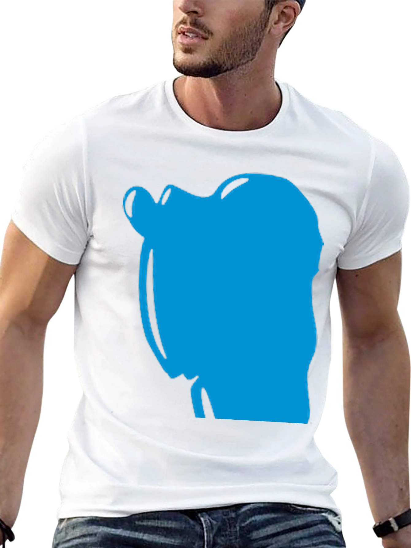 Abstract Blue Graphic Print Black T-Shirt
