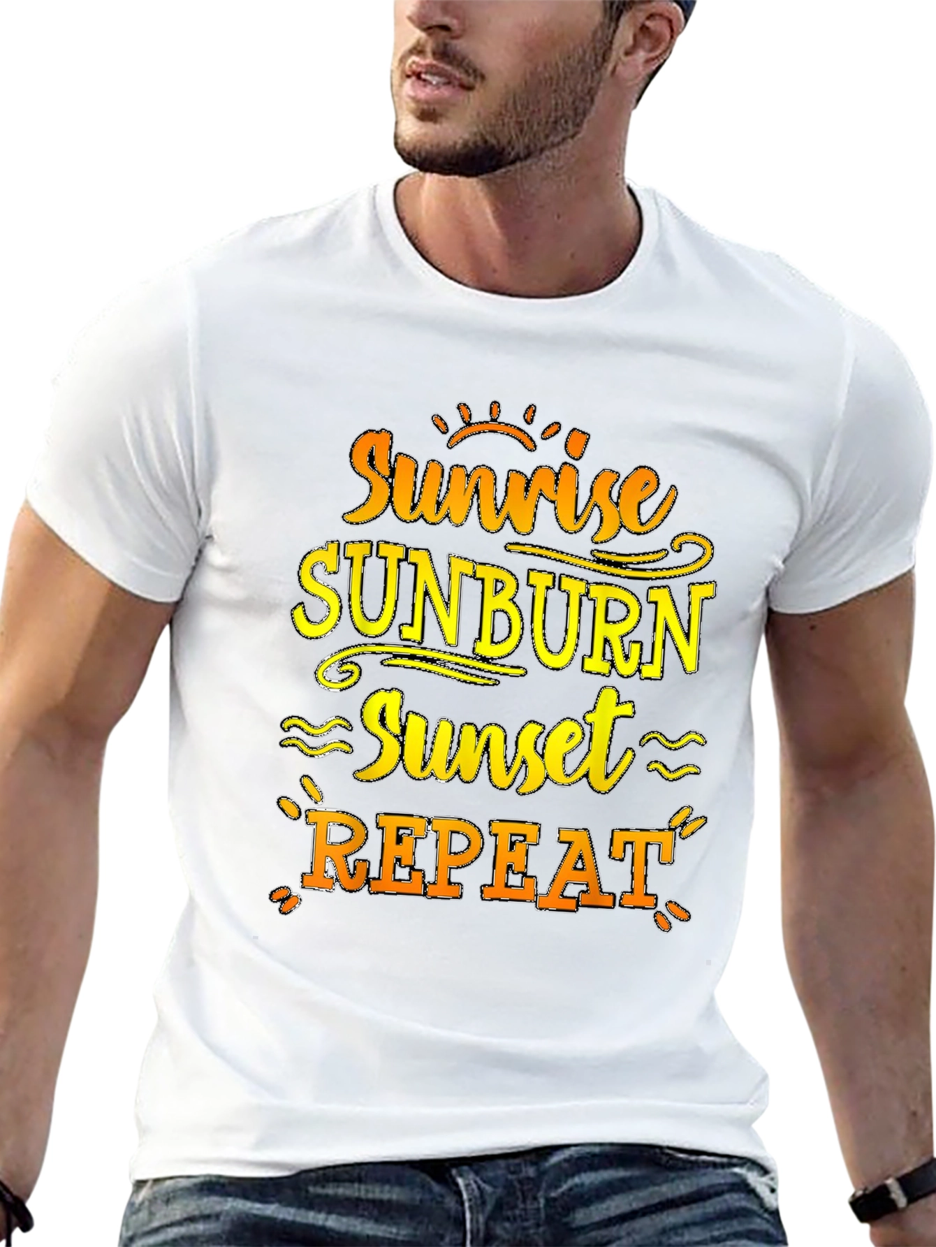Sunrise Sunburn Sunset Repeat Black T-Shirt