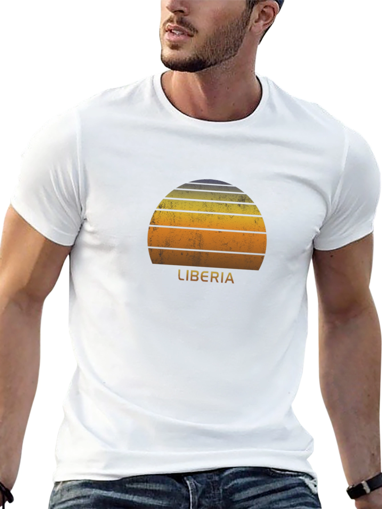 Retro Liberia Sunset Graphic T-Shirt