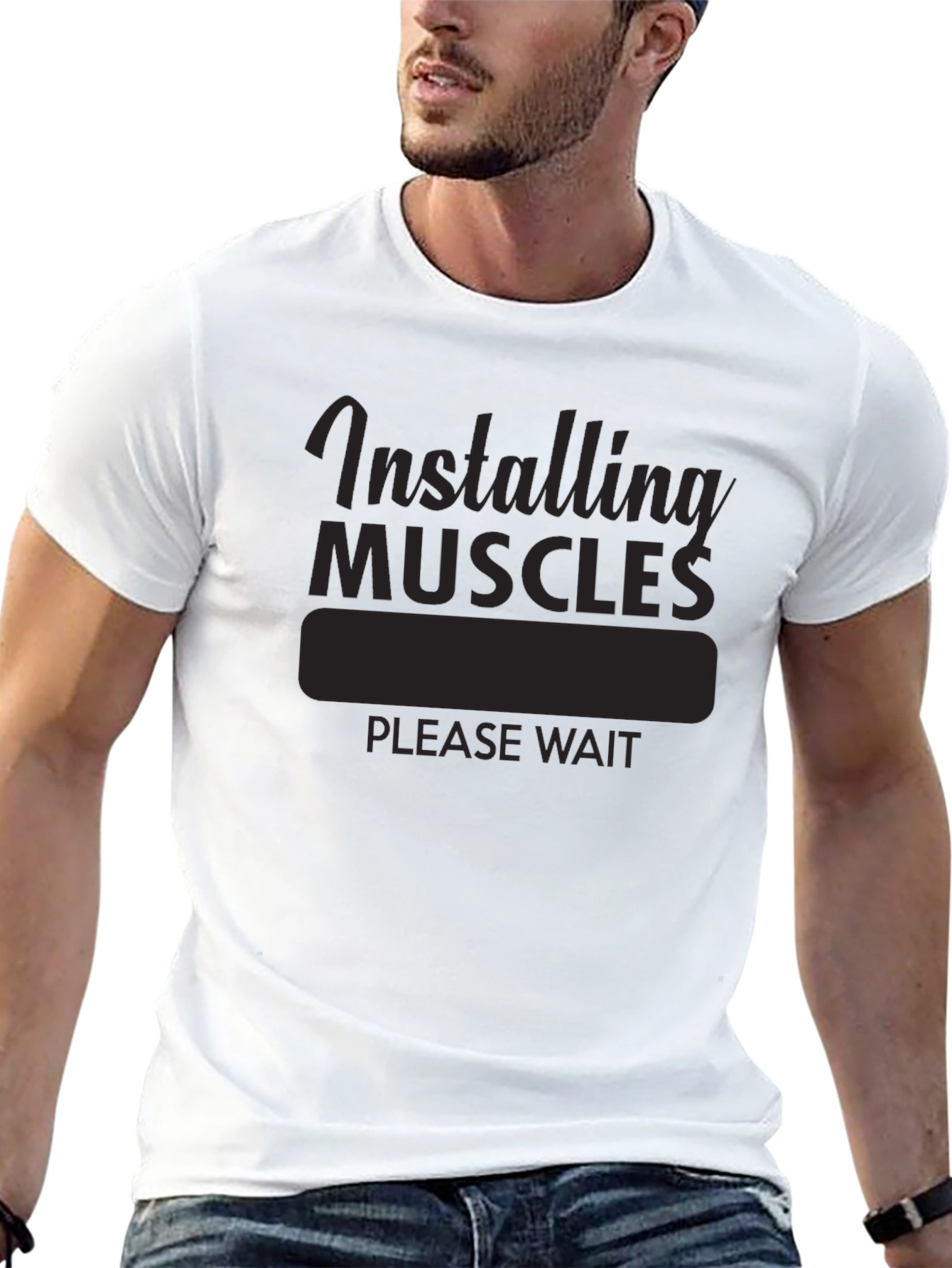 Installing Muscles T-Shirt - Funny Workout Gym Tee