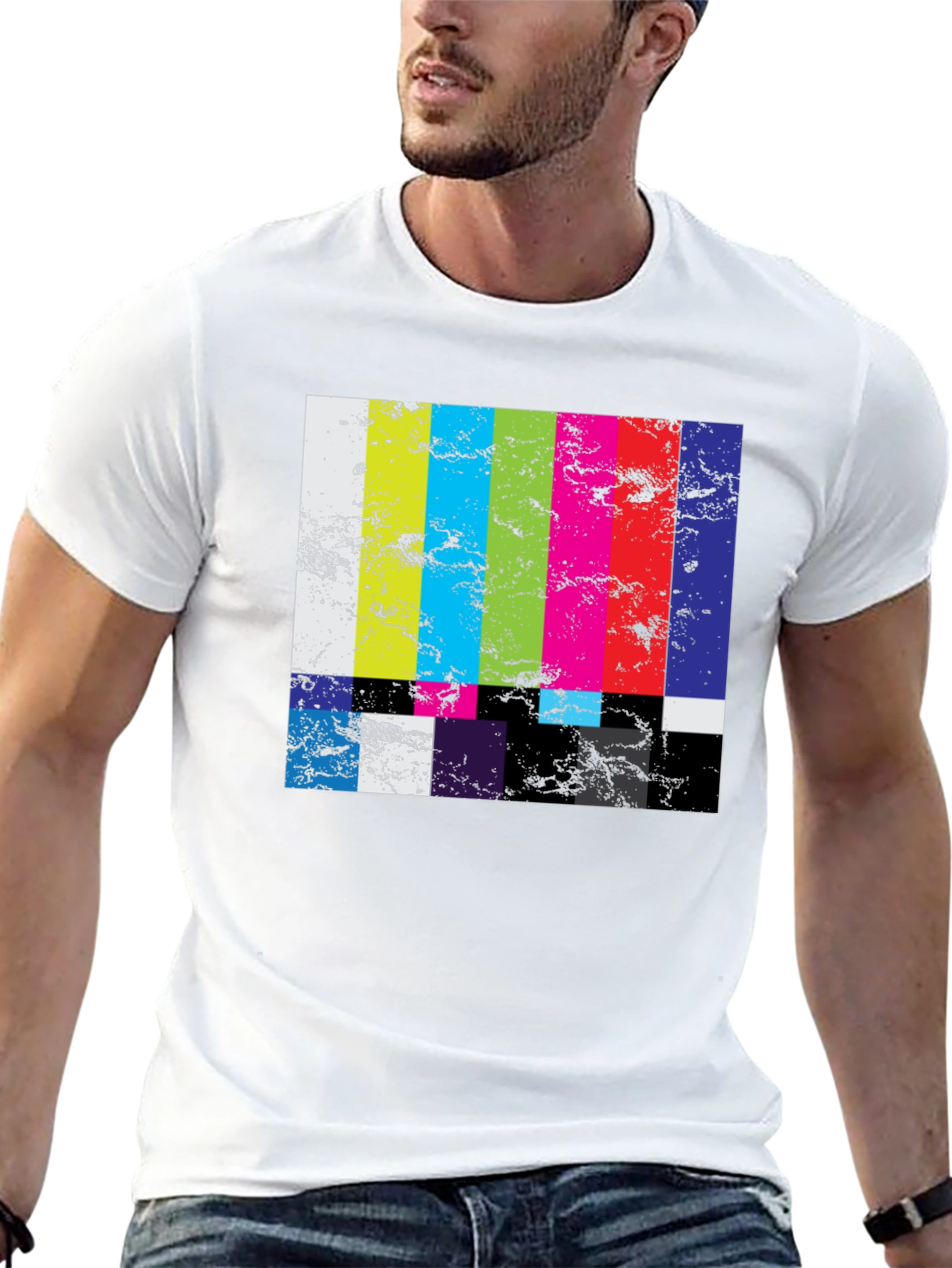 Retro TV Test Pattern Graphic Tee - Black