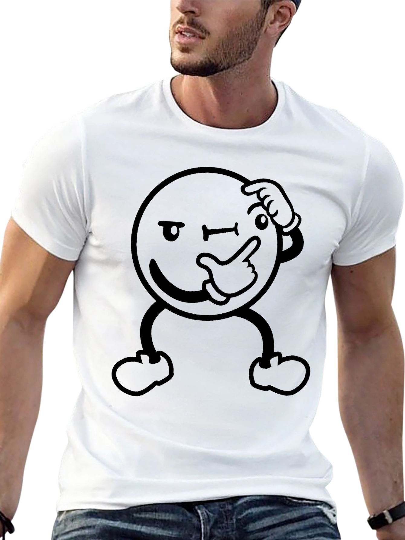 Thinking Face Graphic Tee - Mens Black T-Shirt
