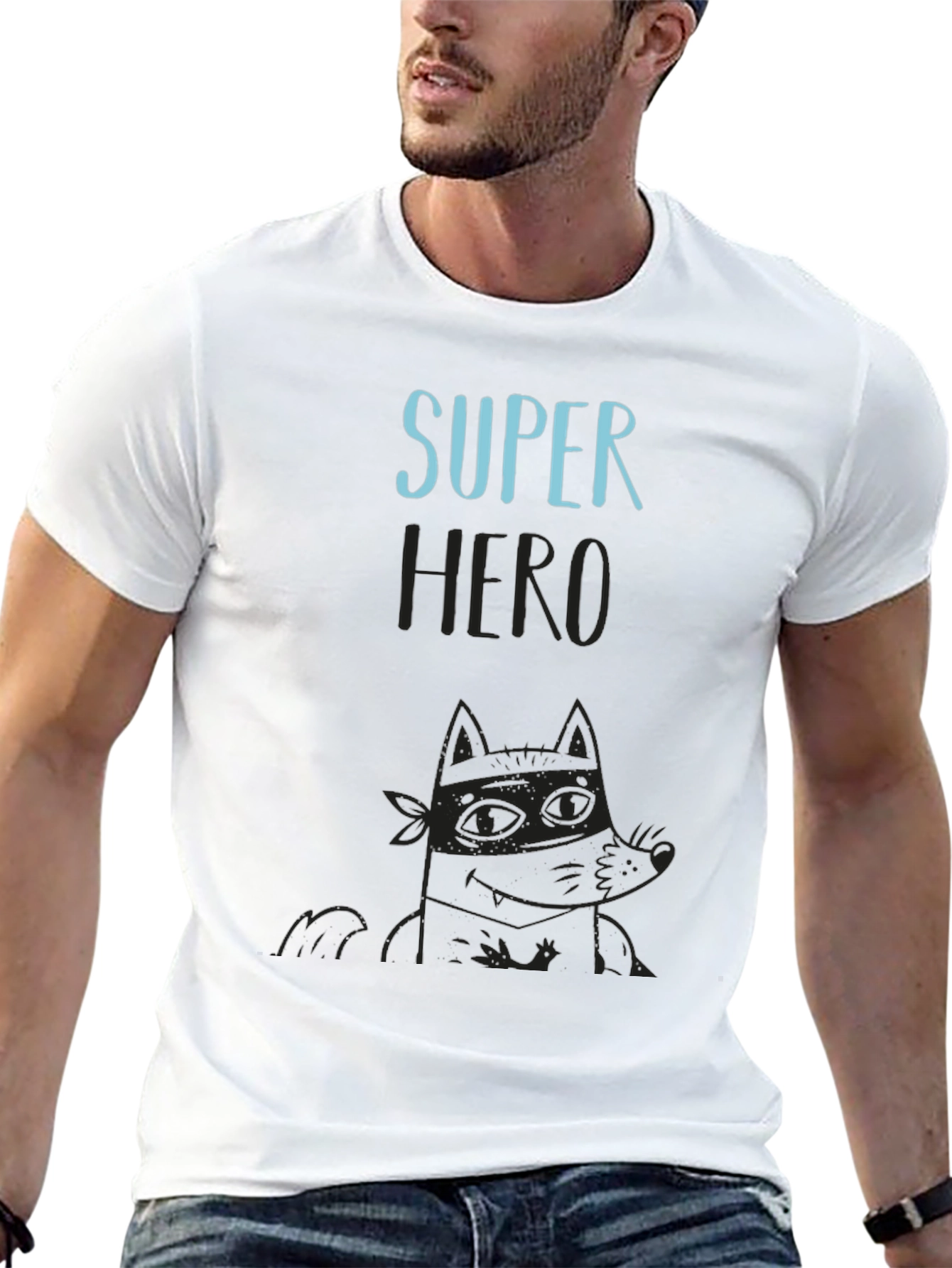 Super Hero Cartoon Graphic Black T-Shirt