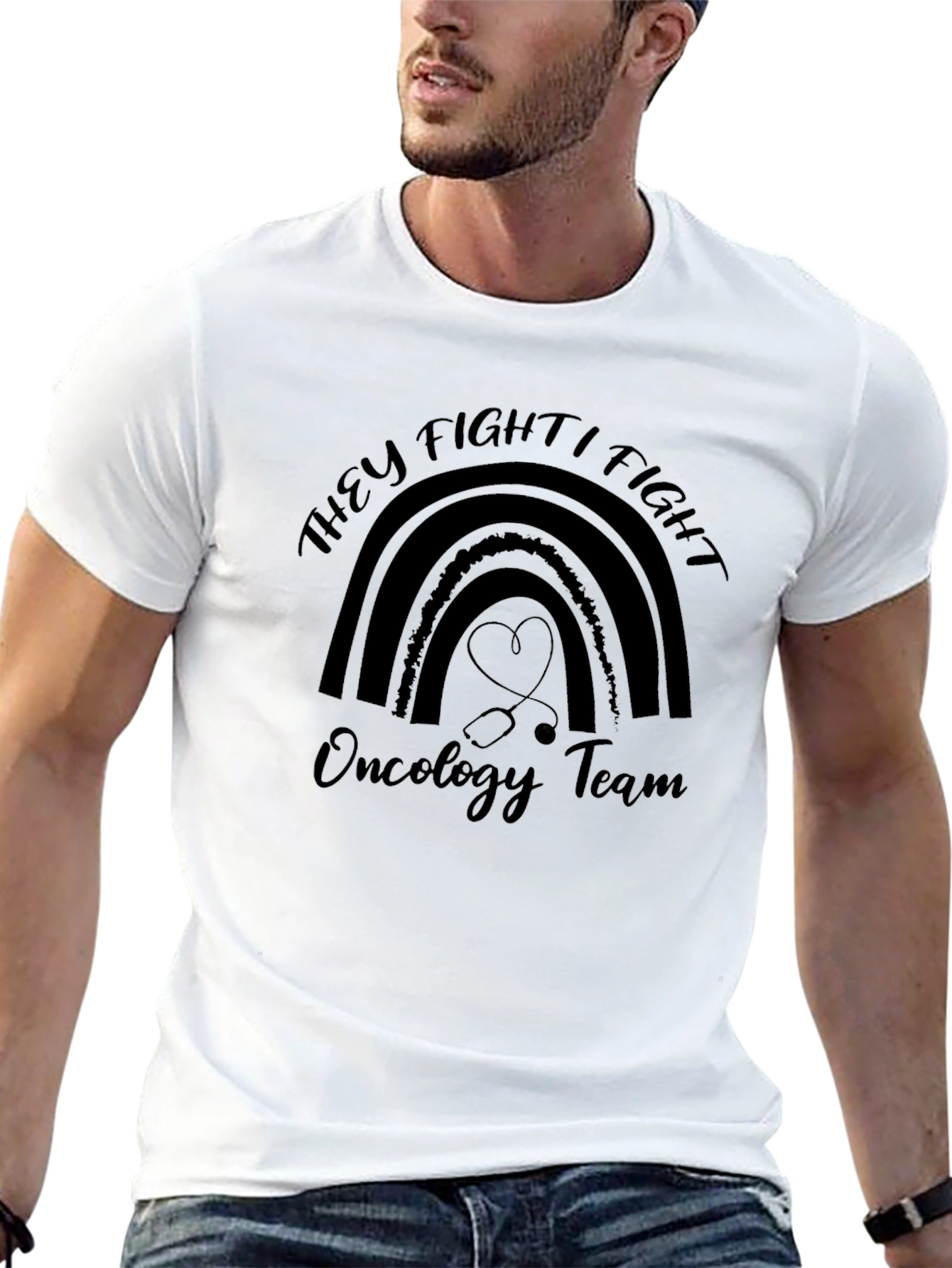 Oncology Team Rainbow Graphic T-Shirt