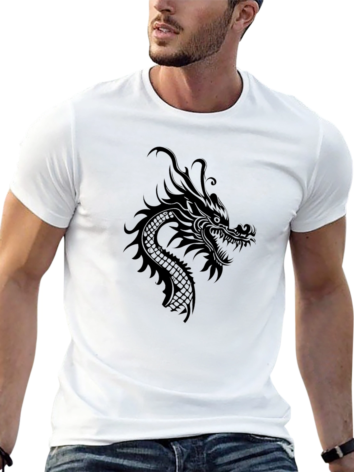Black Dragon Graphic Tee - Mens Casual Shirt