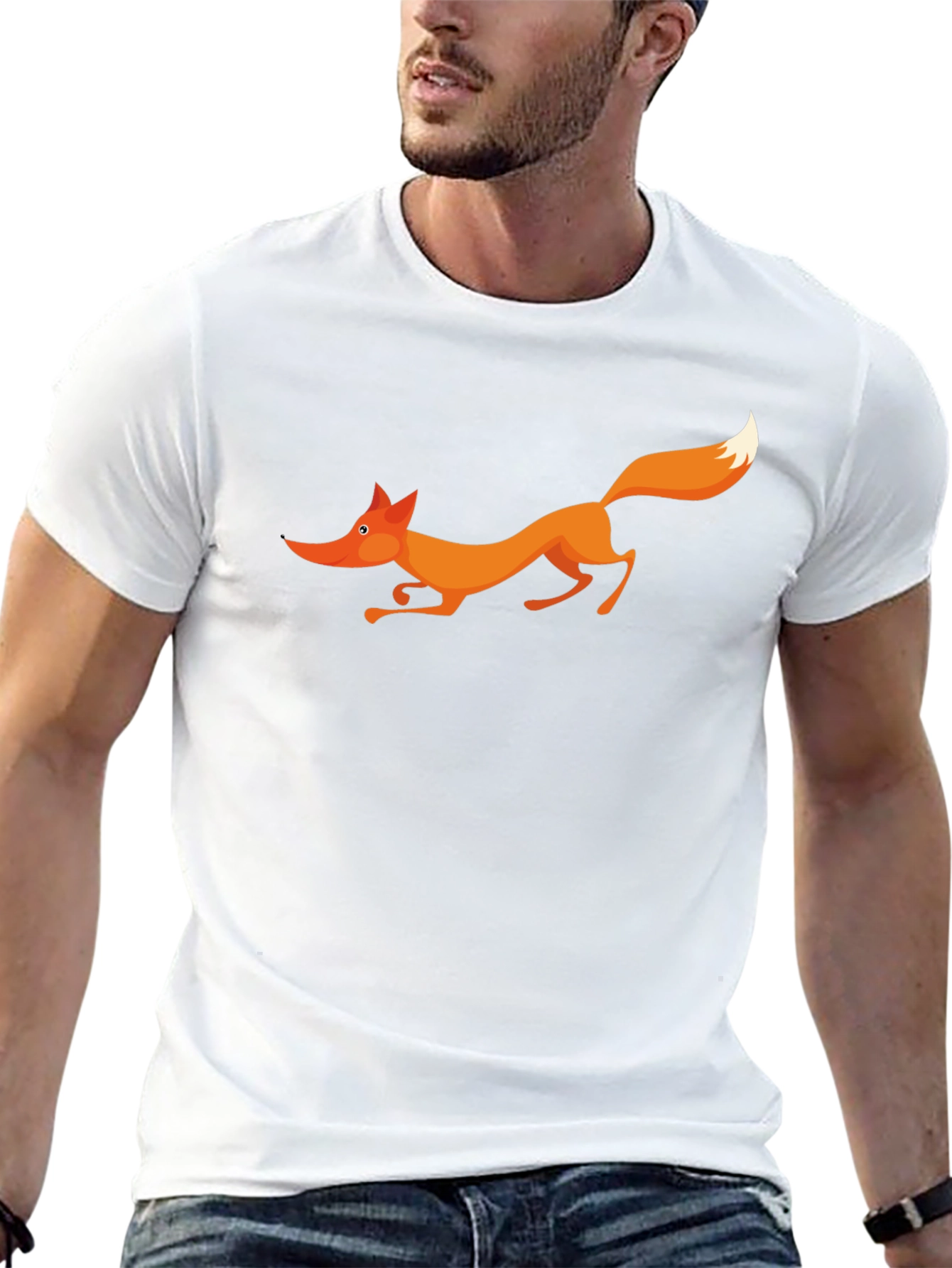 Fox Graphic Black T-Shirt - Cartoon Animal Tee