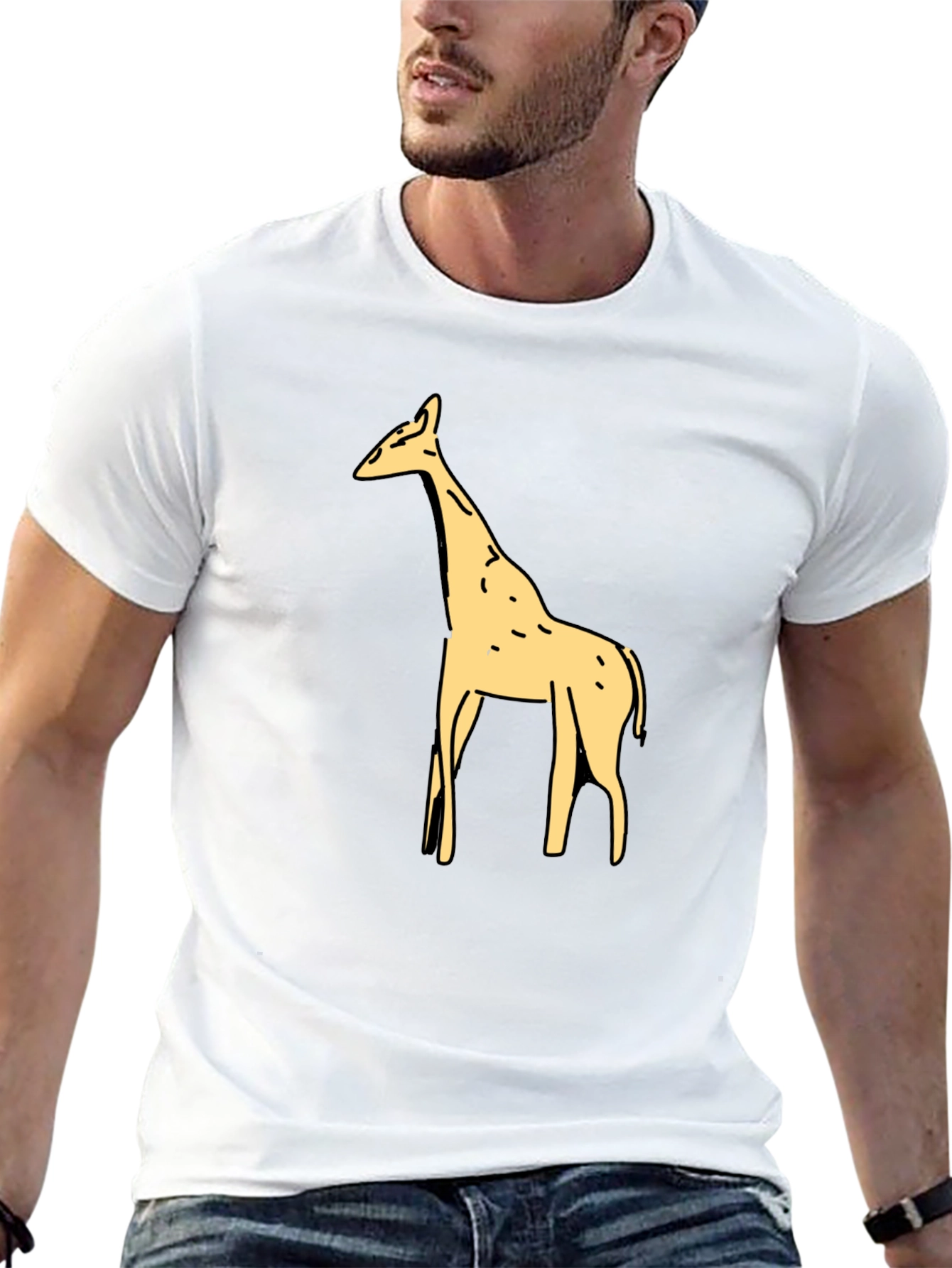 Giraffe Graphic Tee - Black Cotton T-Shirt