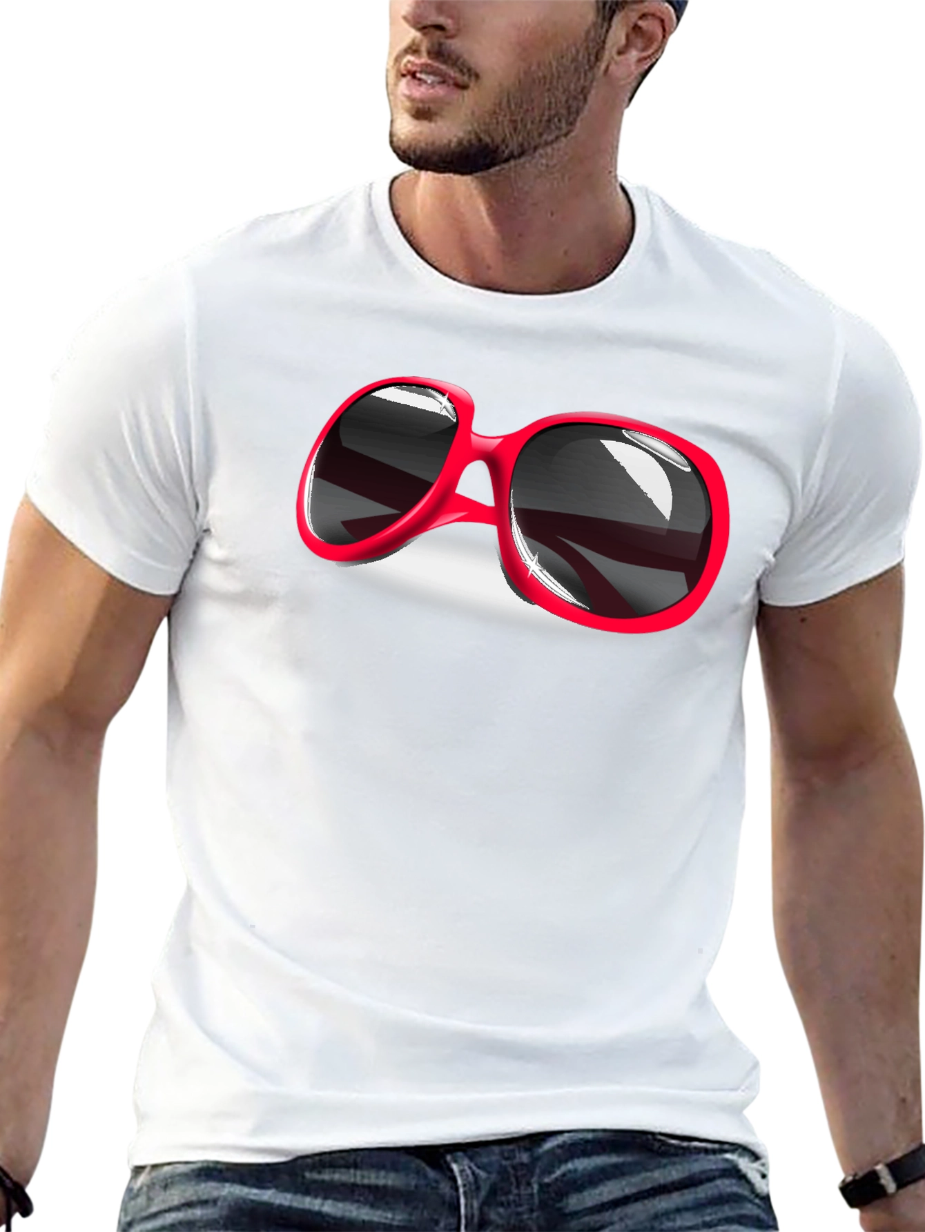 Retro Red Sunglasses Graphic T-Shirt - Cool & Stylish