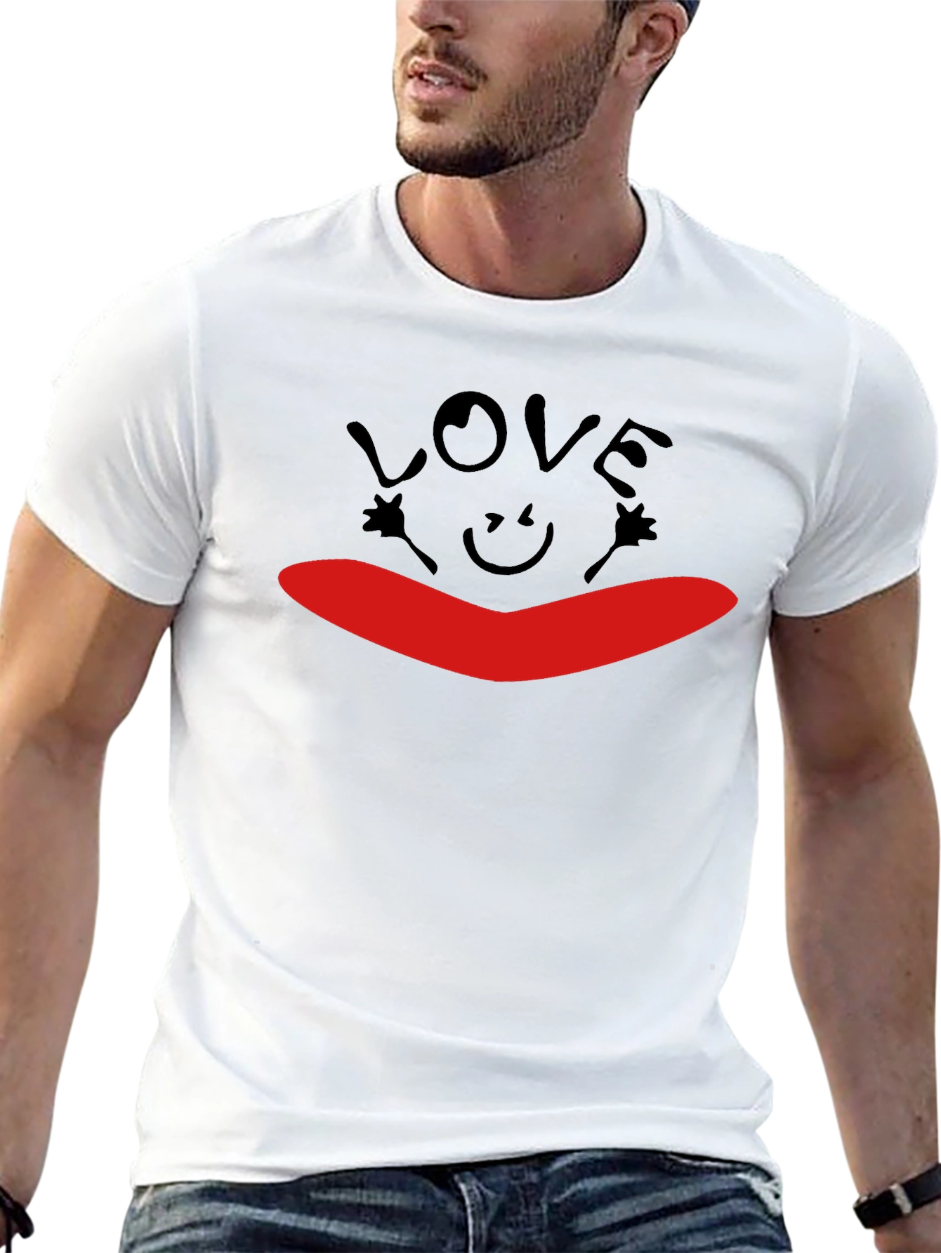 Love Smile Graphic Black T-Shirt